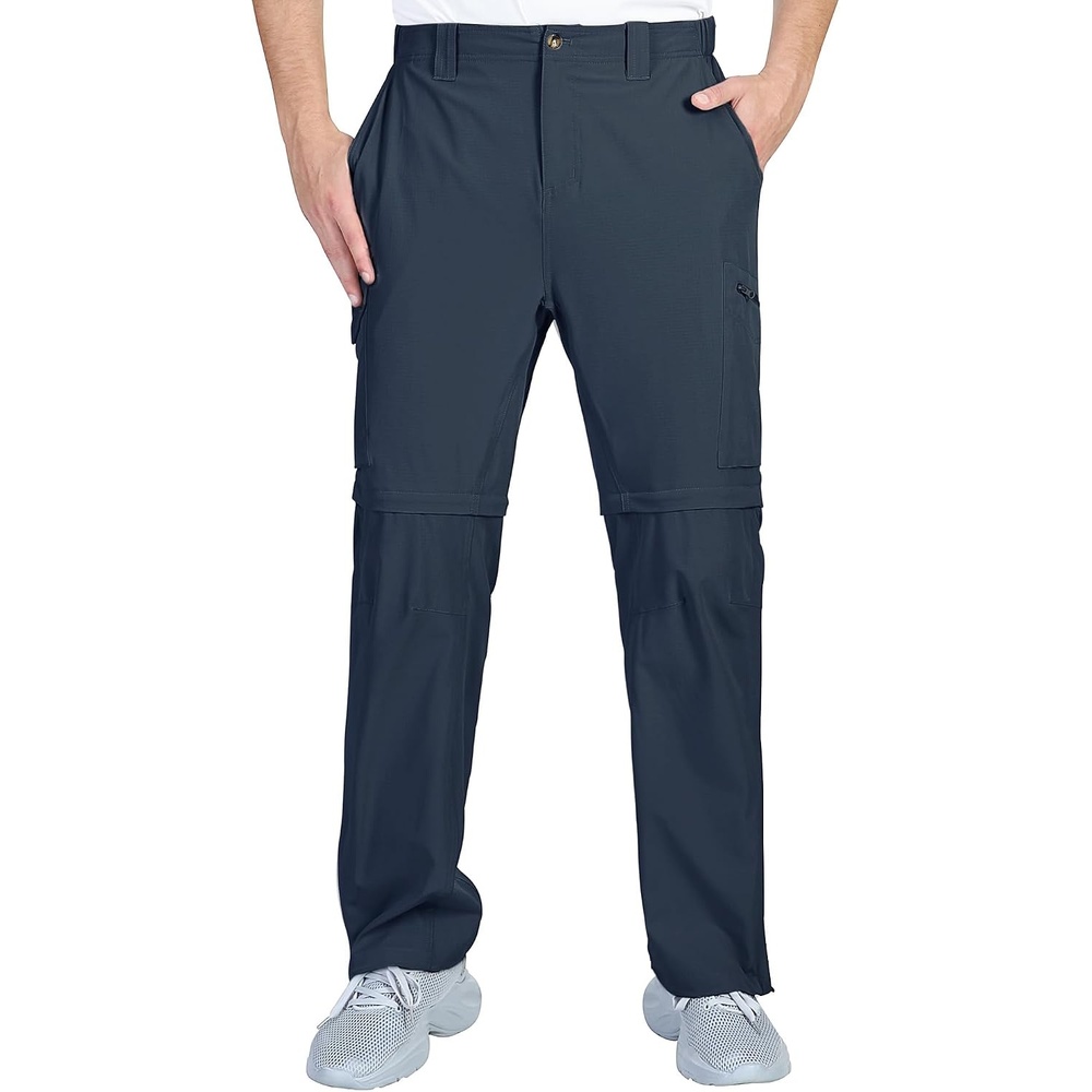 Outdoor Ventures Mens Convertible Hiking Pants Quick Dry Zip Off Cargo(Navy)