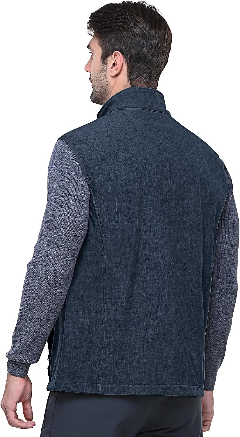 Outdoor Ventures Men’s Winter Golf Vest Outerwear Lightweight Fleece Lined(Navy Heather)