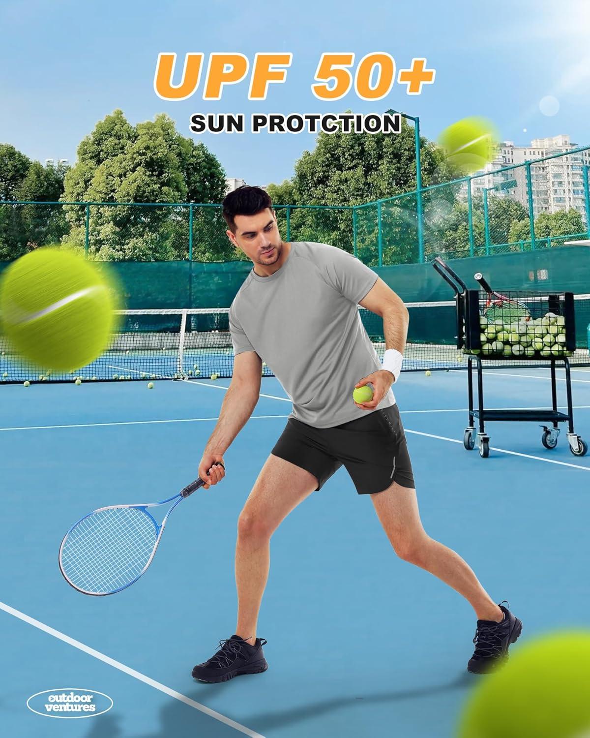 Outdoor Ventures Men’s Workout Dry Fit T Shirts 3 Pack Quick Dry Active Short Sleeve Tee Shirts for Athletic Running Gym