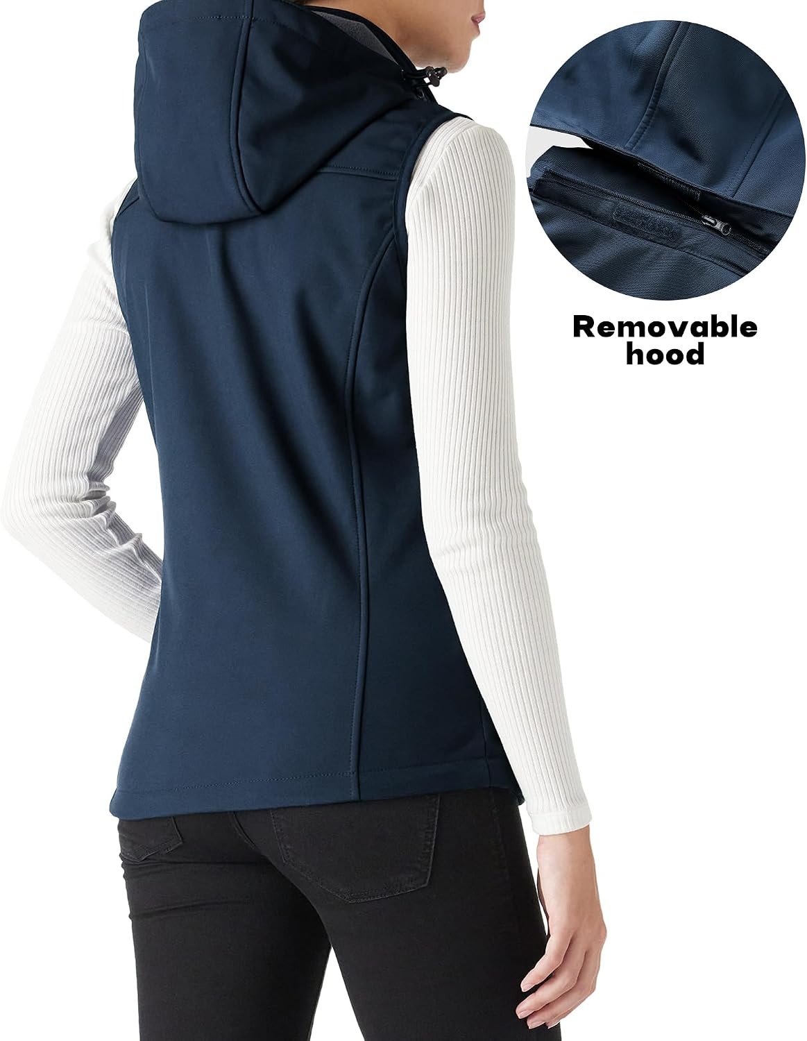 Outdoor Ventures Women’s Hooded Lightweight Golf Running Vest Outerwear(Dark Blue)