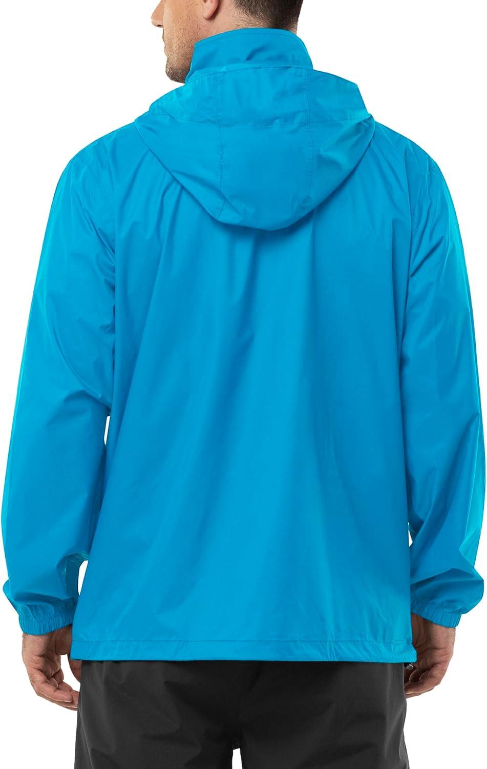 Outdoor Ventures Men’s Rain Jacket Waterproof Lightweight Packable Rain Shell Raincoat with Hood for Golf Hiking Travel(Lightsky Blue)