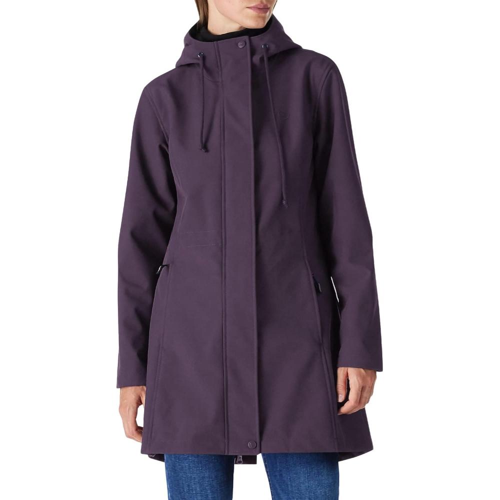 Outdoor Ventures Women’s Lightweight Waterproof Fleece Lined Hooded Softshell Rain Jacket, Warm Windbreaker Long Coat(Purple)