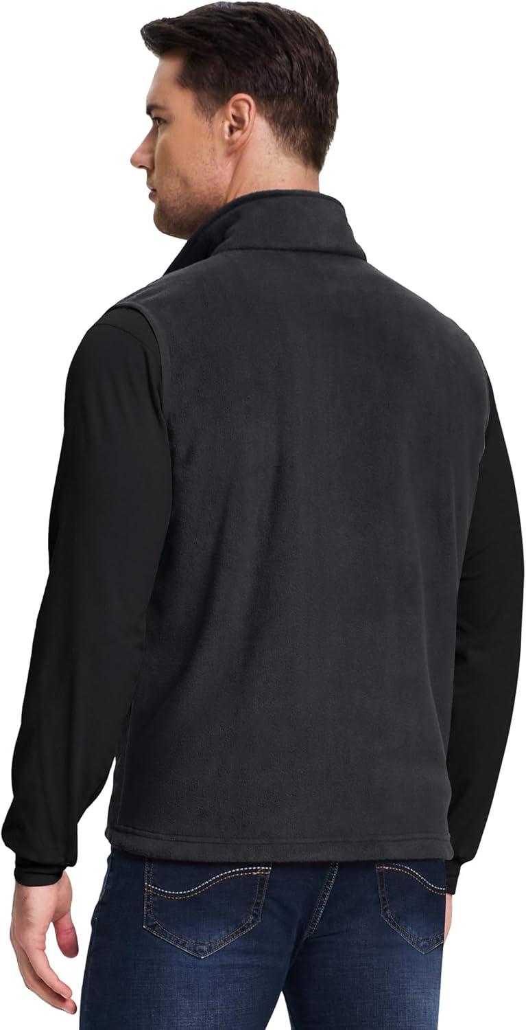 Outdoor Ventures Men’s Full-Zip Lightweight Polar Fleece Vest Outerwear with 5 Pockets Warm Winter Sleeveless Jacket Casual(Charcoal)