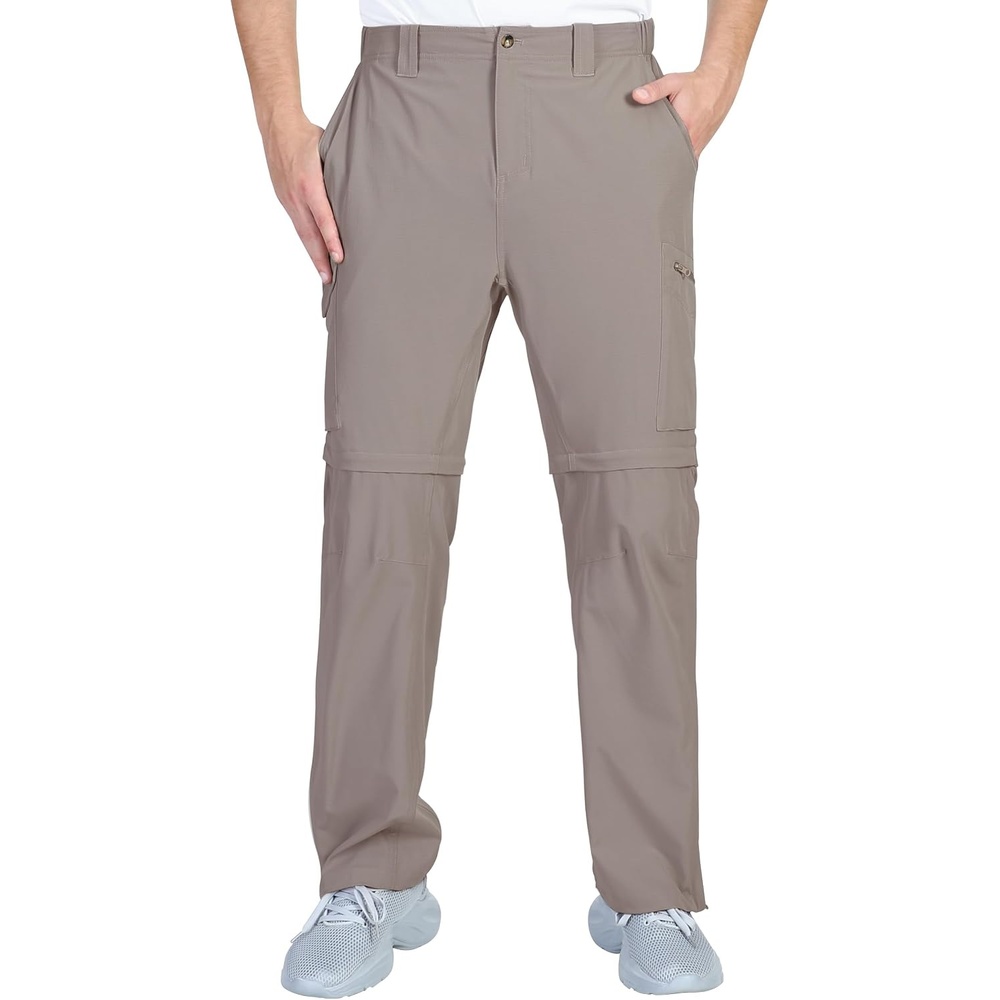 Outdoor Ventures Mens Convertible Hiking Pants Quick Dry Zip Off Cargo(Fossil)