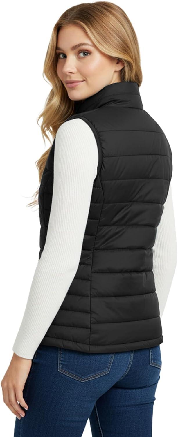 Outdoor Ventures Women’s Lightweight Puffer Vest Outerwear Zip Up Warm Sleeveless Winter Jacket Padded Gilet Quilted Coat(Black)