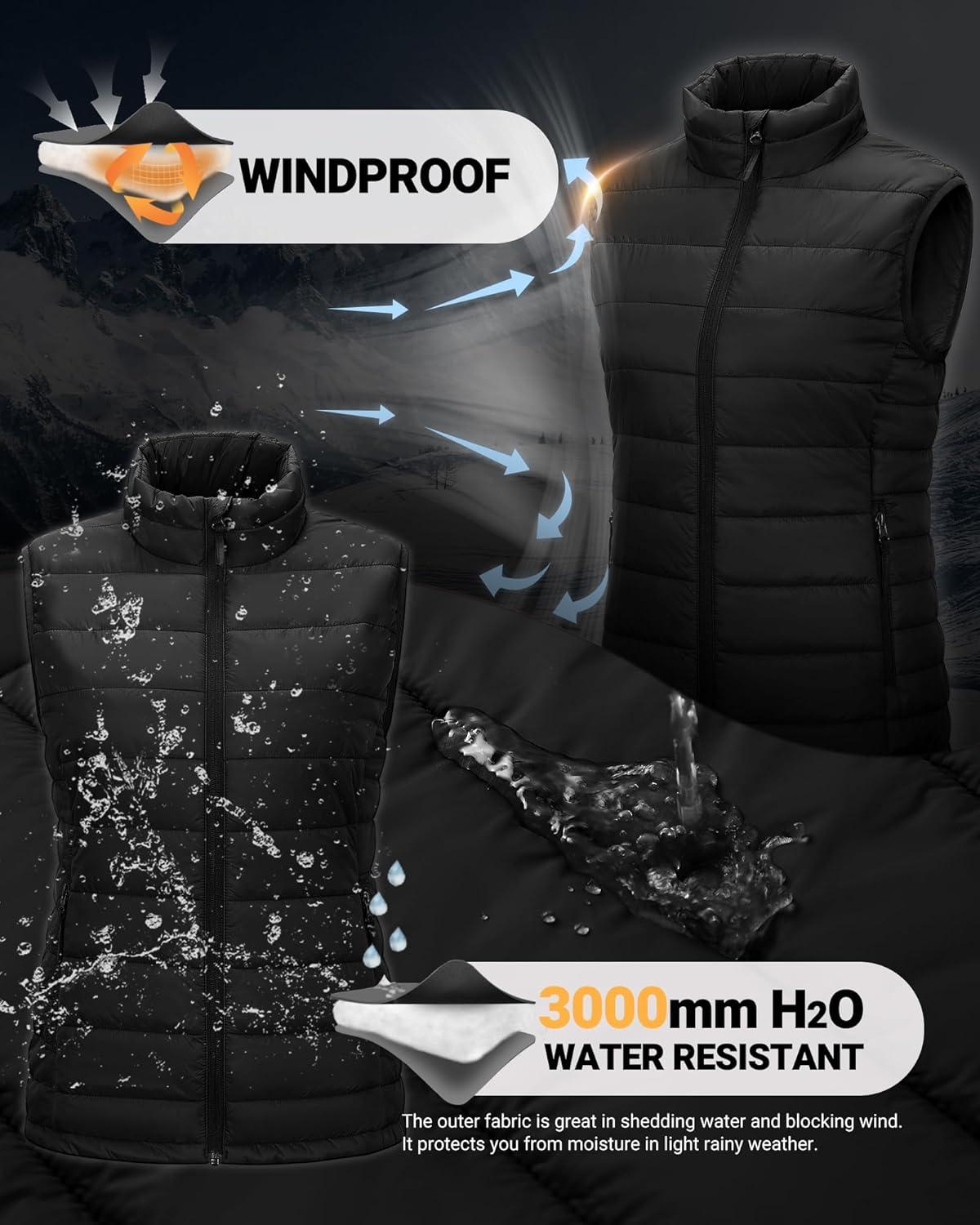 Outdoor Ventures Women’s Lightweight Puffer Vest Outerwear Zip Up Warm Sleeveless Winter Jacket Padded Gilet Quilted Coat(Black)