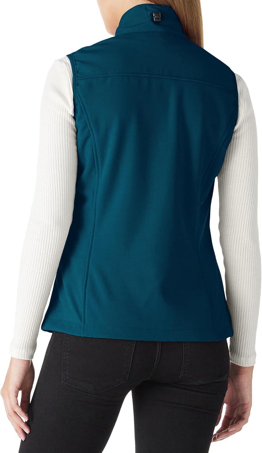 Outdoor Ventures Women’s Lightweight Softshell Vest Windproof Fleece Lined Zip Up Sleeveless Jacket for Running Hiking Golf(Modern Blue)
