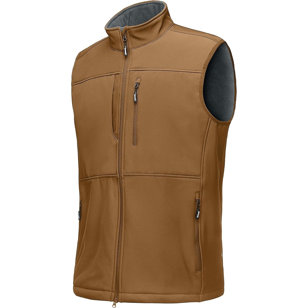 Outdoor Ventures Men’s Winter Golf Vest Outerwear Lightweight Fleece Lined(Rubber Brown)