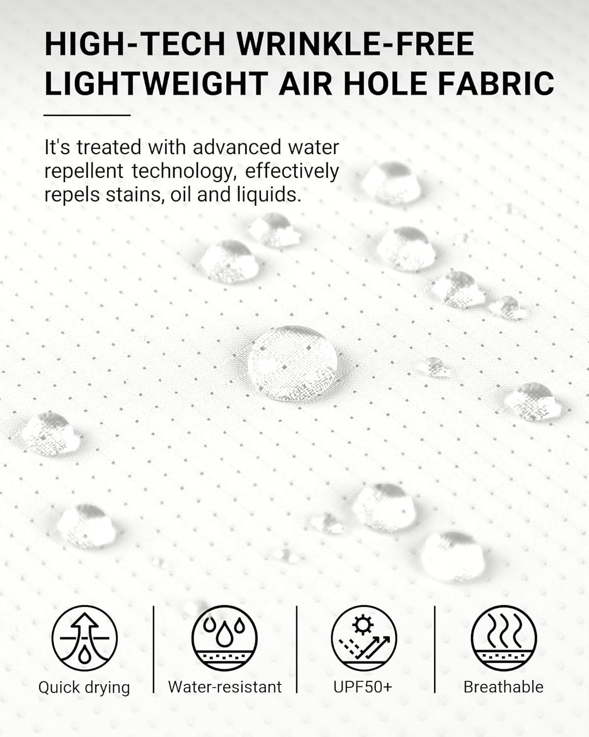 Outdoor Ventures Men’s Lightweight Short Sleeve Fishing Shirt UPF 50 Button Down Quick Dry Cooling Hiking Travel Safari Shirt(White)