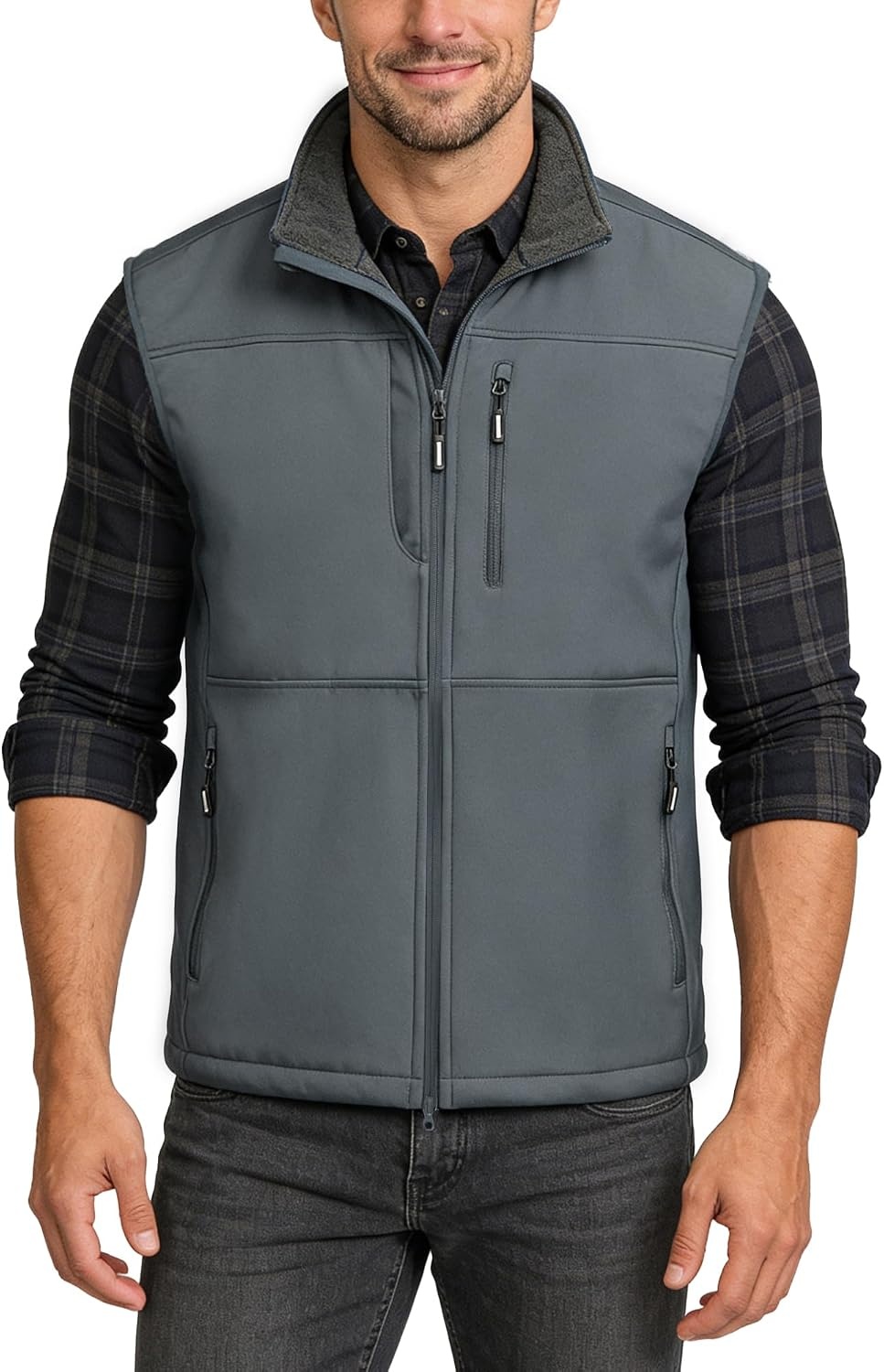 Outdoor Ventures Men’s Winter Golf Vest Outerwear Lightweight Fleece Lined(Cool Grey)