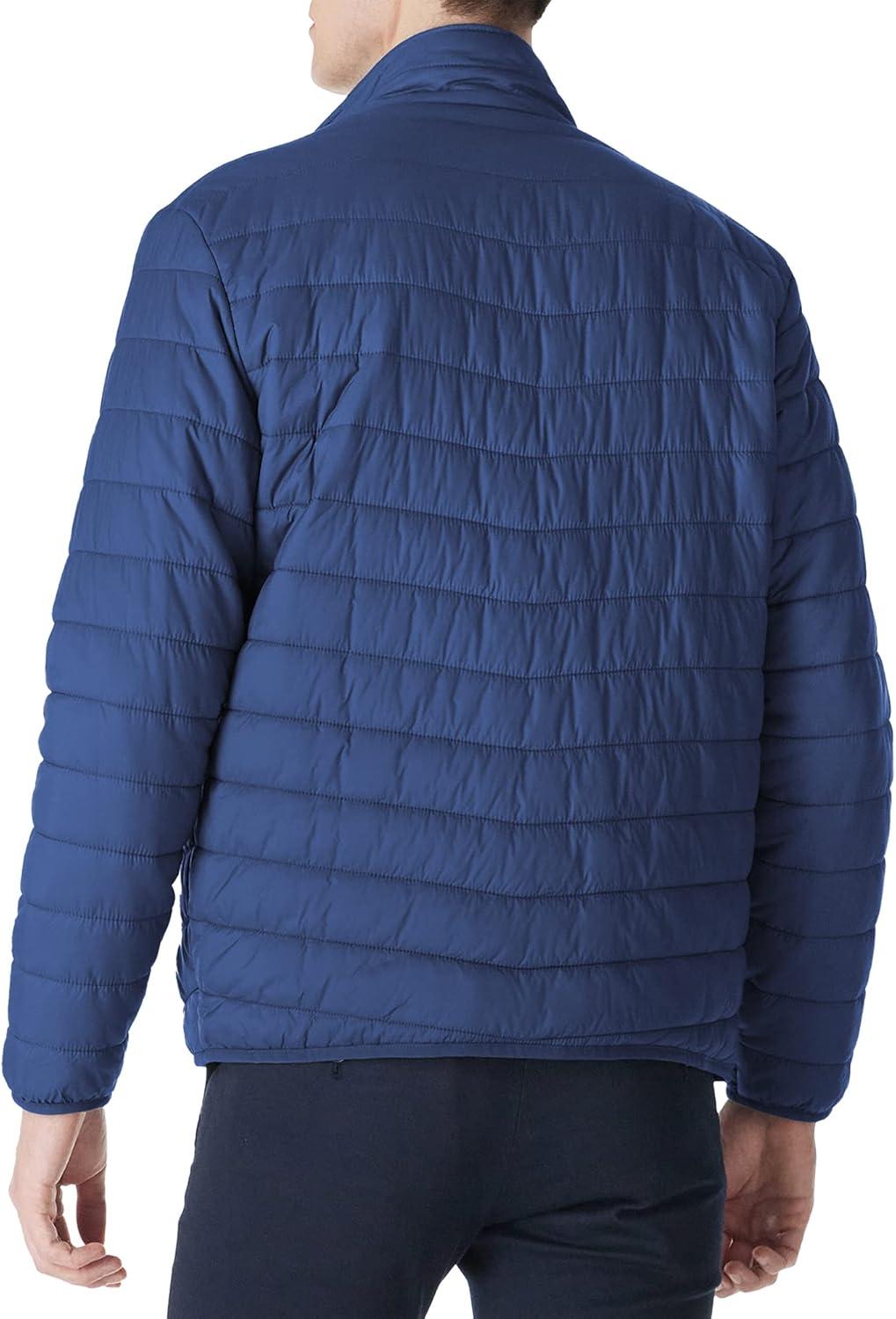 Outdoor Ventures Men’s Lightweight Packable Puffer Winter Jacket Insulated Puffy Coat for Snow Ski Hiking Travel(Collegiate Navy(fold in Pocket))