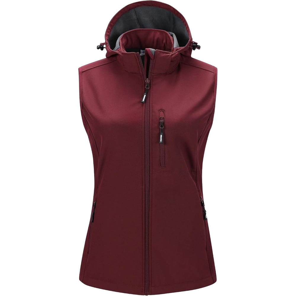 Outdoor Ventures Women’s Hooded Lightweight Golf Running Vest Outerwear(Dark Red)
