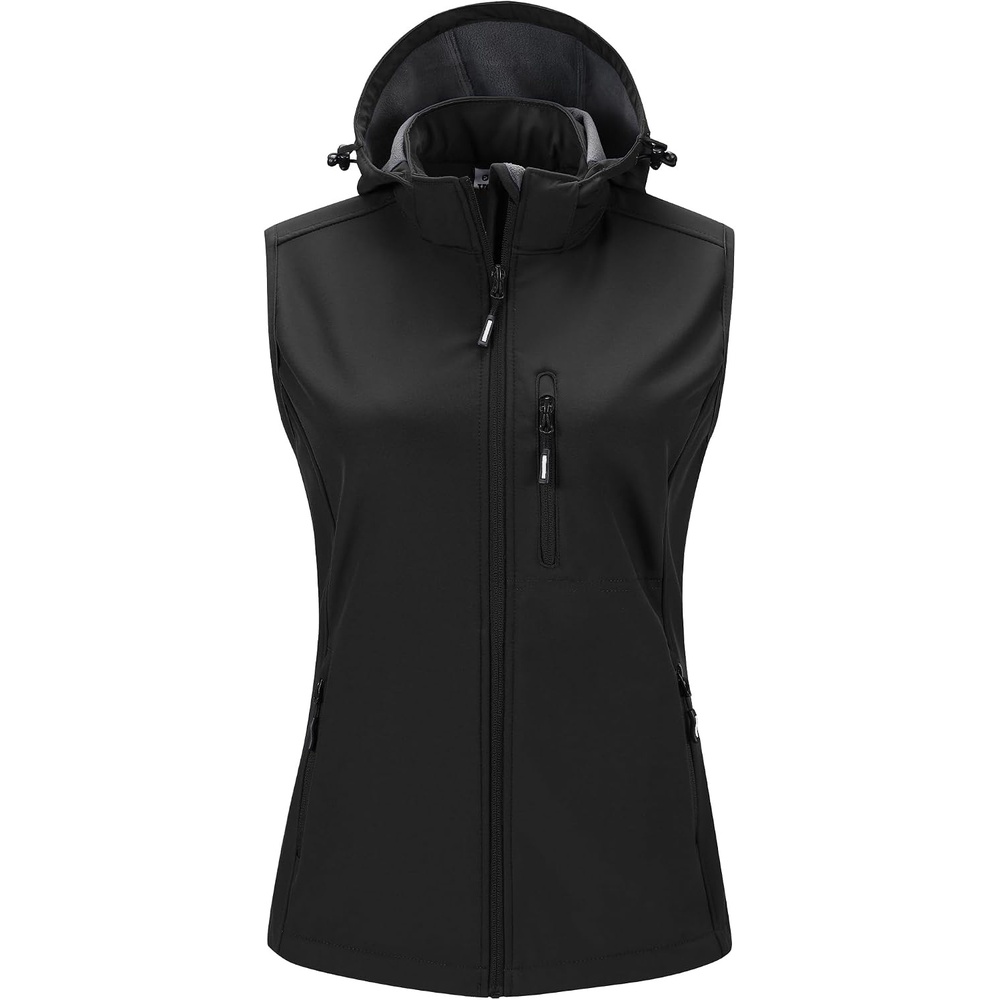 Outdoor Ventures Women’s Hooded Lightweight Golf Running Vest Outerwear(Black)