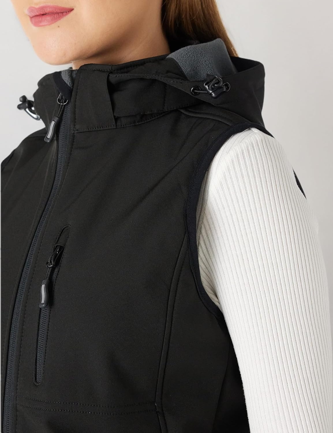 Outdoor Ventures Women’s Hooded Lightweight Golf Running Vest Outerwear(Black)