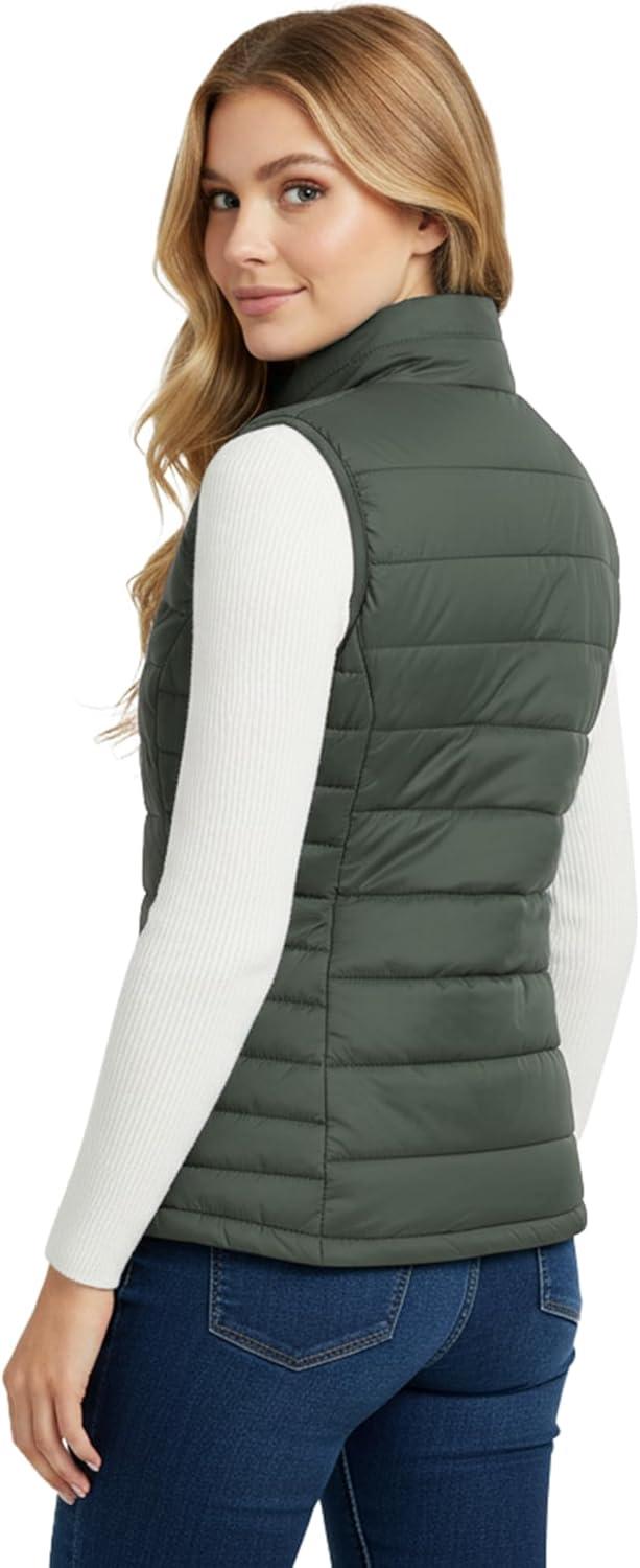 Outdoor Ventures Women’s Lightweight Puffer Vest Outerwear Zip Up Warm Sleeveless Winter Jacket Padded Gilet Quilted Coat(Army Green)