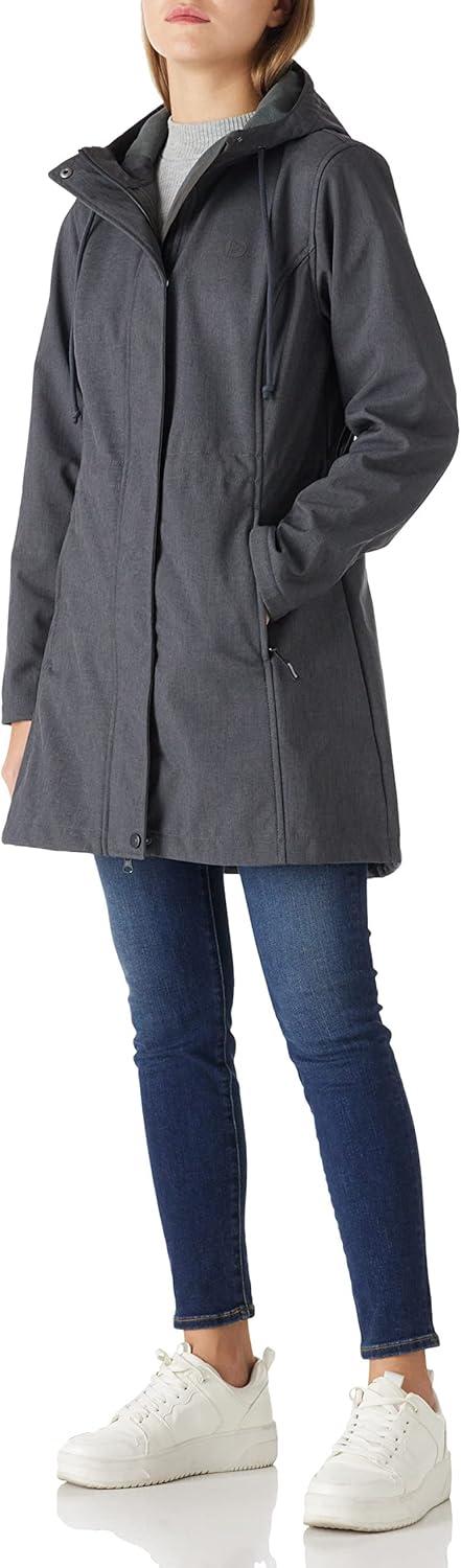 Outdoor Ventures Women’s Lightweight Waterproof Fleece Lined Hooded Softshell Rain Jacket, Warm Windbreaker Long Coat(Darkgrey Melange)