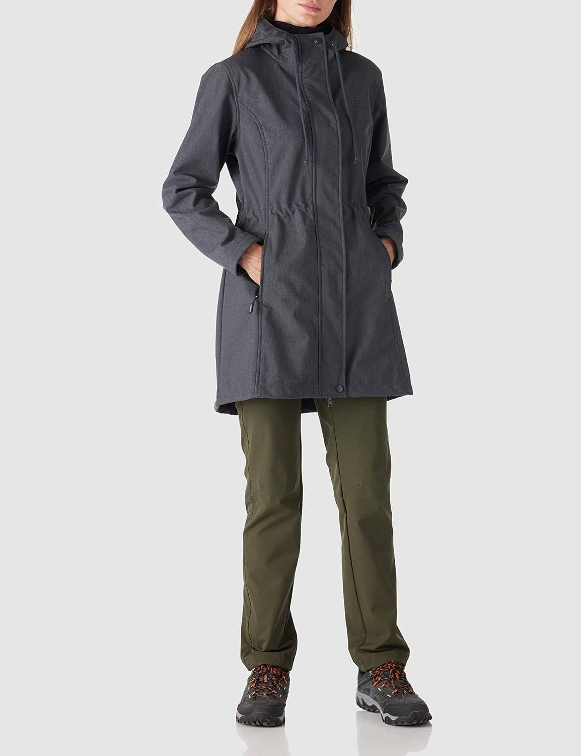 Outdoor Ventures Women’s Lightweight Waterproof Fleece Lined Hooded Softshell Rain Jacket, Warm Windbreaker Long Coat(Darkgrey Melange)