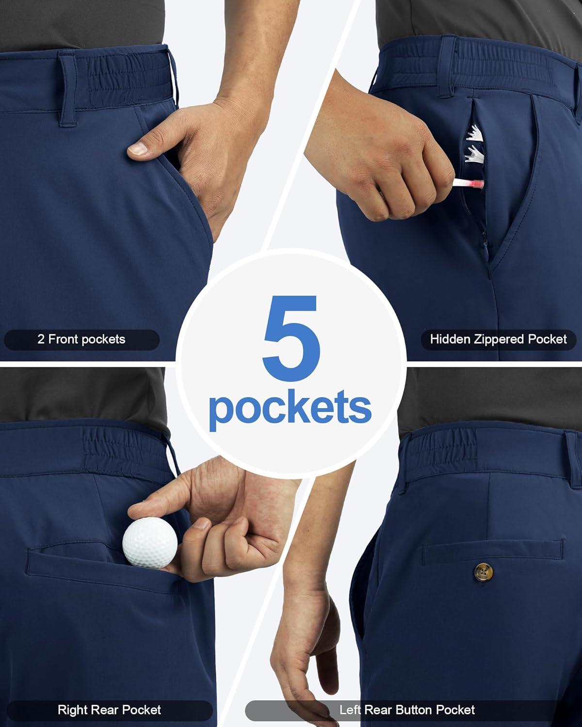 Outdoor Ventures Men’s Golf Shorts 11″ Inseam Classic-Fit Flat Front Stretch Casual Shorts with Pockets Summer Hiking Travel(Crew Navy)