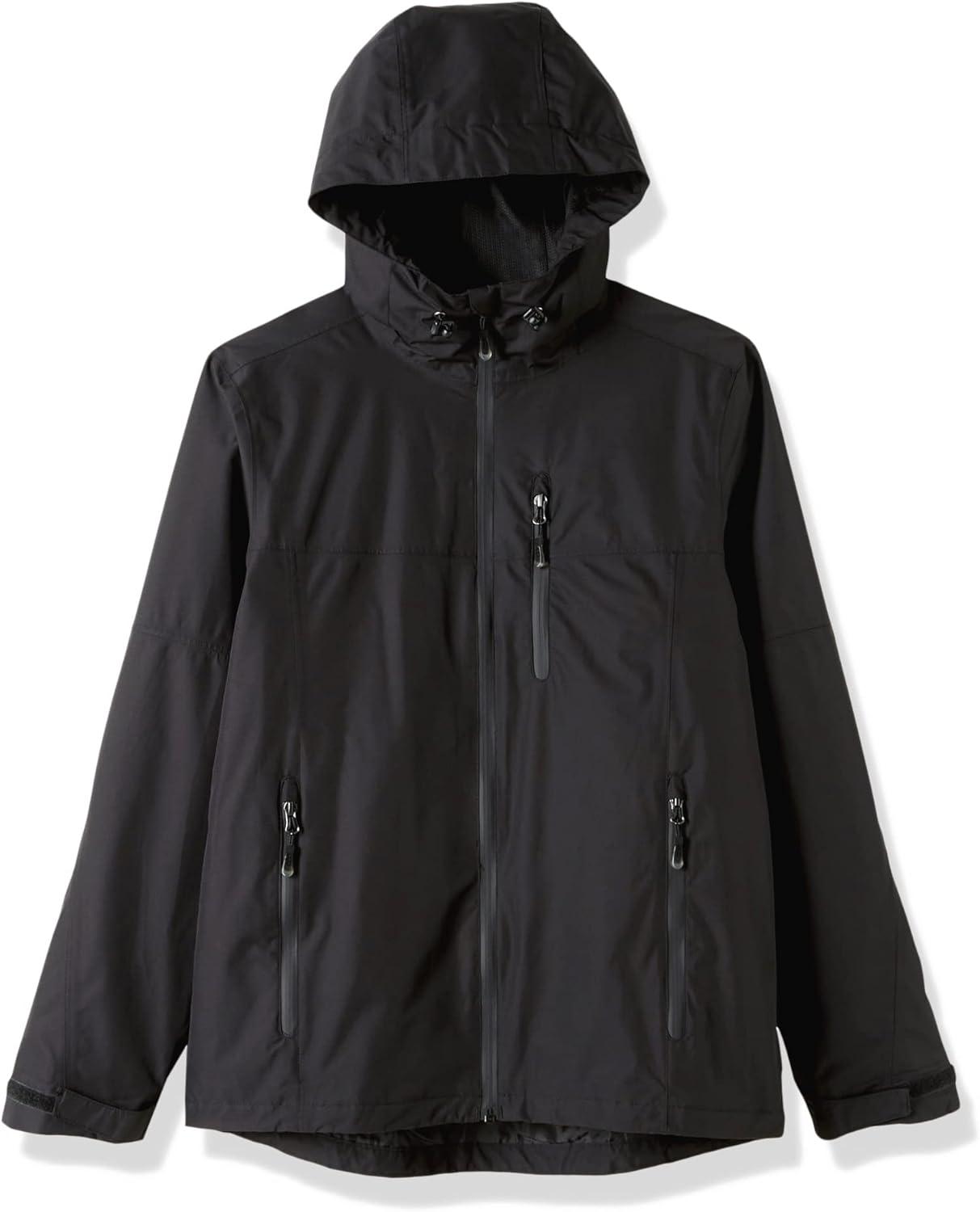 Outdoor Ventures Men’s Packable Rain Jacket Waterproof Lightweight Raincoat with Hood Windproof Cycling Jackets(Black)