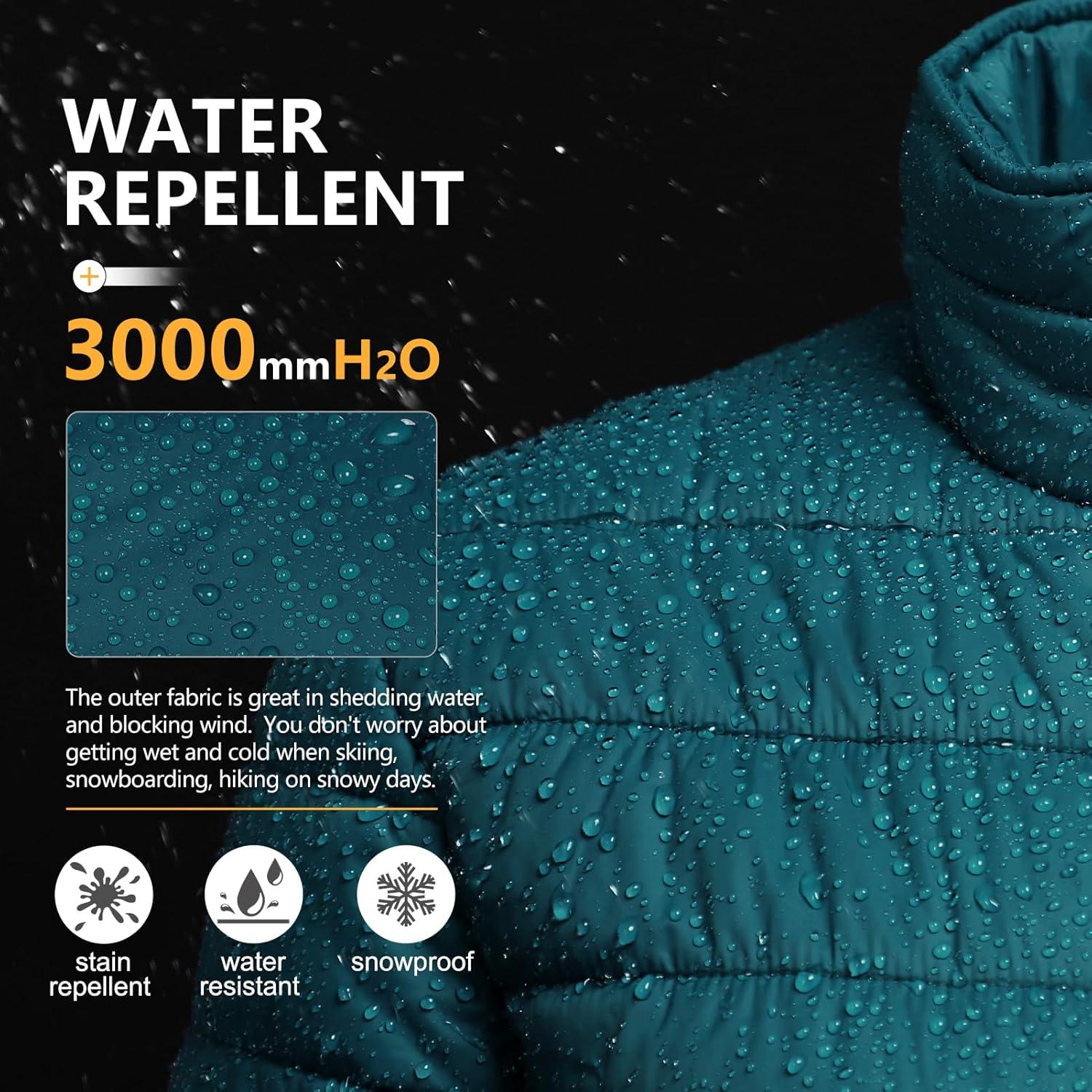 Outdoor Ventures Women’s Packable Full-Zip Short Puffer Jacket Insulated Quilted Warm Lightweight Winter Coat(Teal(fold in Pocket))