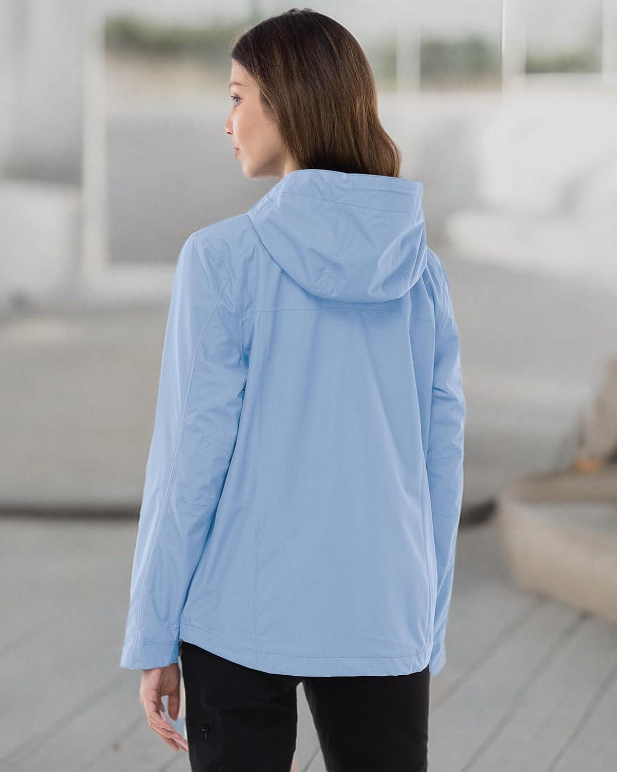 Outdoor Ventures Packable Rain Jacket Women Lightweight Waterproof Raincoat with Hood Cycling Bike Jacket(Flog Blue)