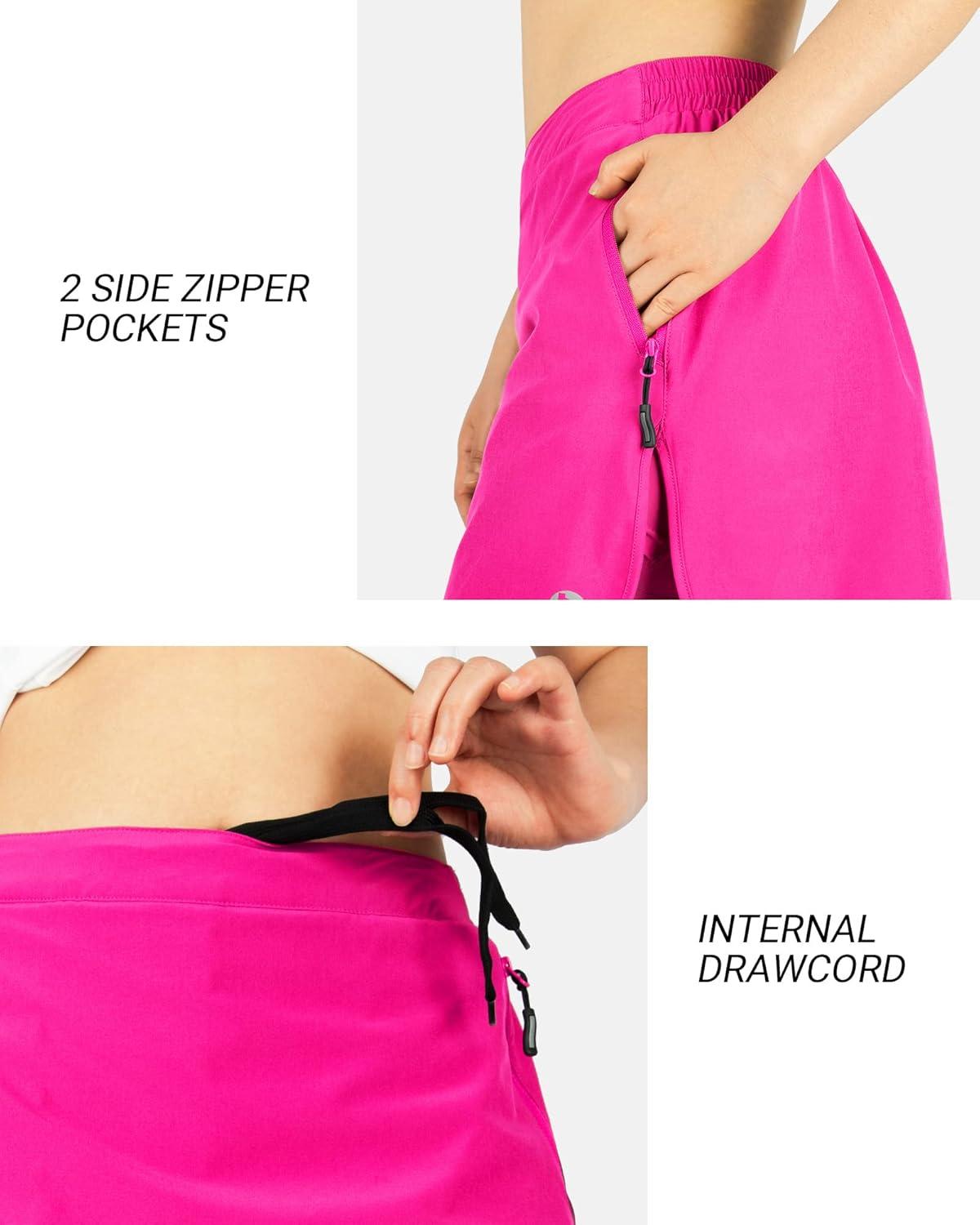 Outdoor Ventures Women’s Tennis Skirts with Pockets, Golf Skort Workout Athletic Running Hiking Skirts with Shorts(Pink-upgrade)