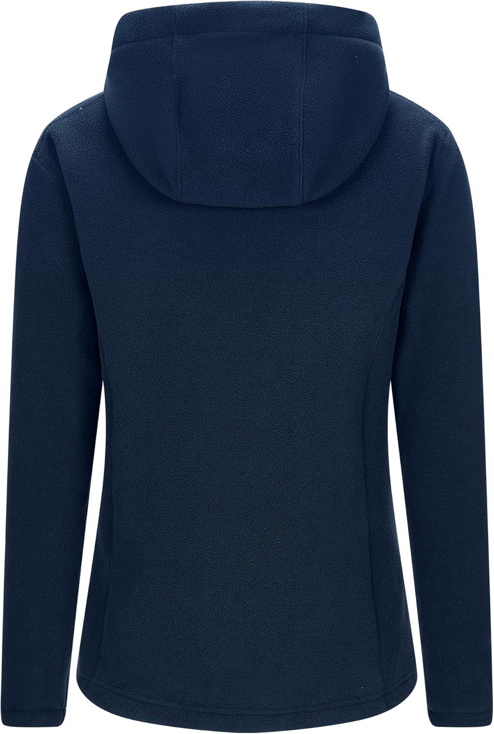 Outdoor Ventures Women’s Full Zip Hooded Fleece Jacket Coat with 6 Pockets, Warm Soft Polar Fleece Casual Hoodie Sweatshirt(Navy)