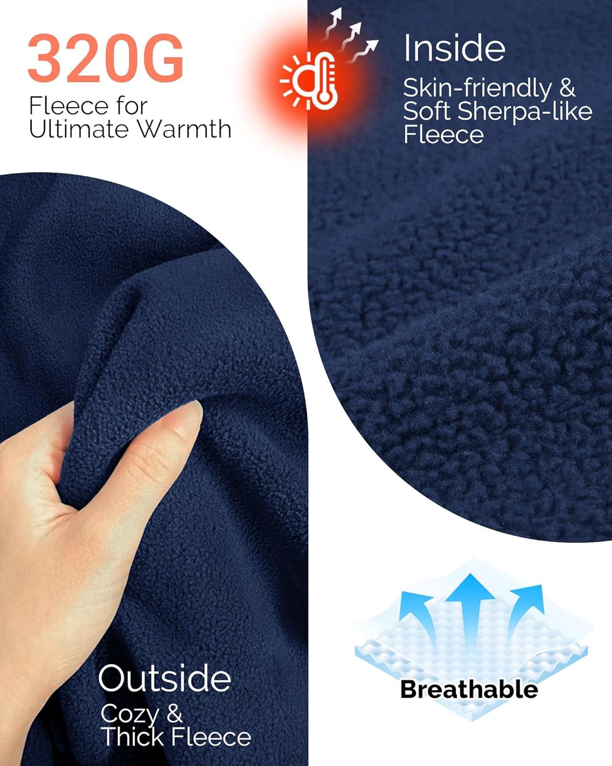 Outdoor Ventures Women’s Full Zip Hooded Fleece Jacket Coat with 6 Pockets, Warm Soft Polar Fleece Casual Hoodie Sweatshirt(Navy)