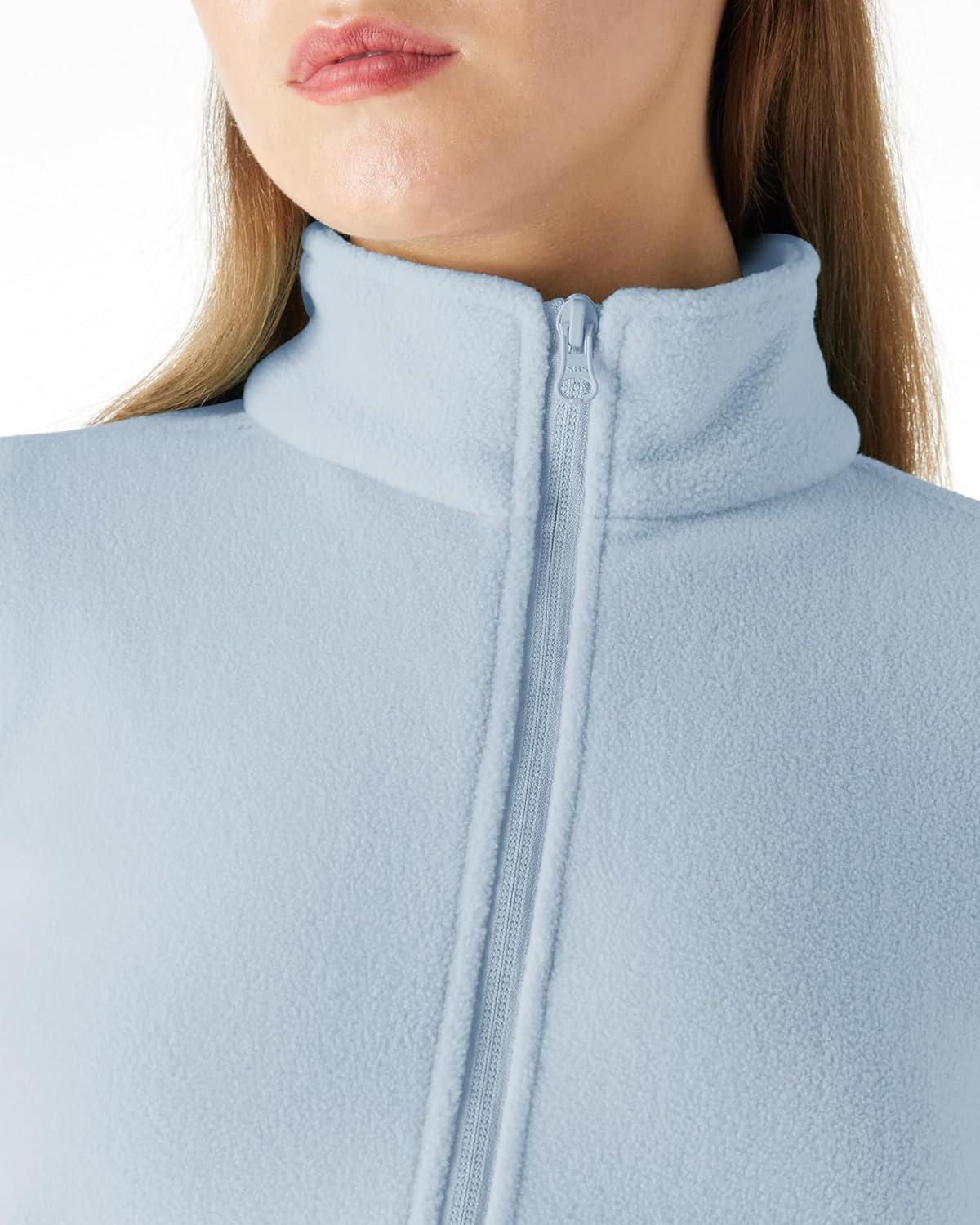 Outdoor Ventures Women’s Lightweight Warm Zip Up Long-Sleeve Soft Polar Fleece Jacket for Fall Winter(Blue)
