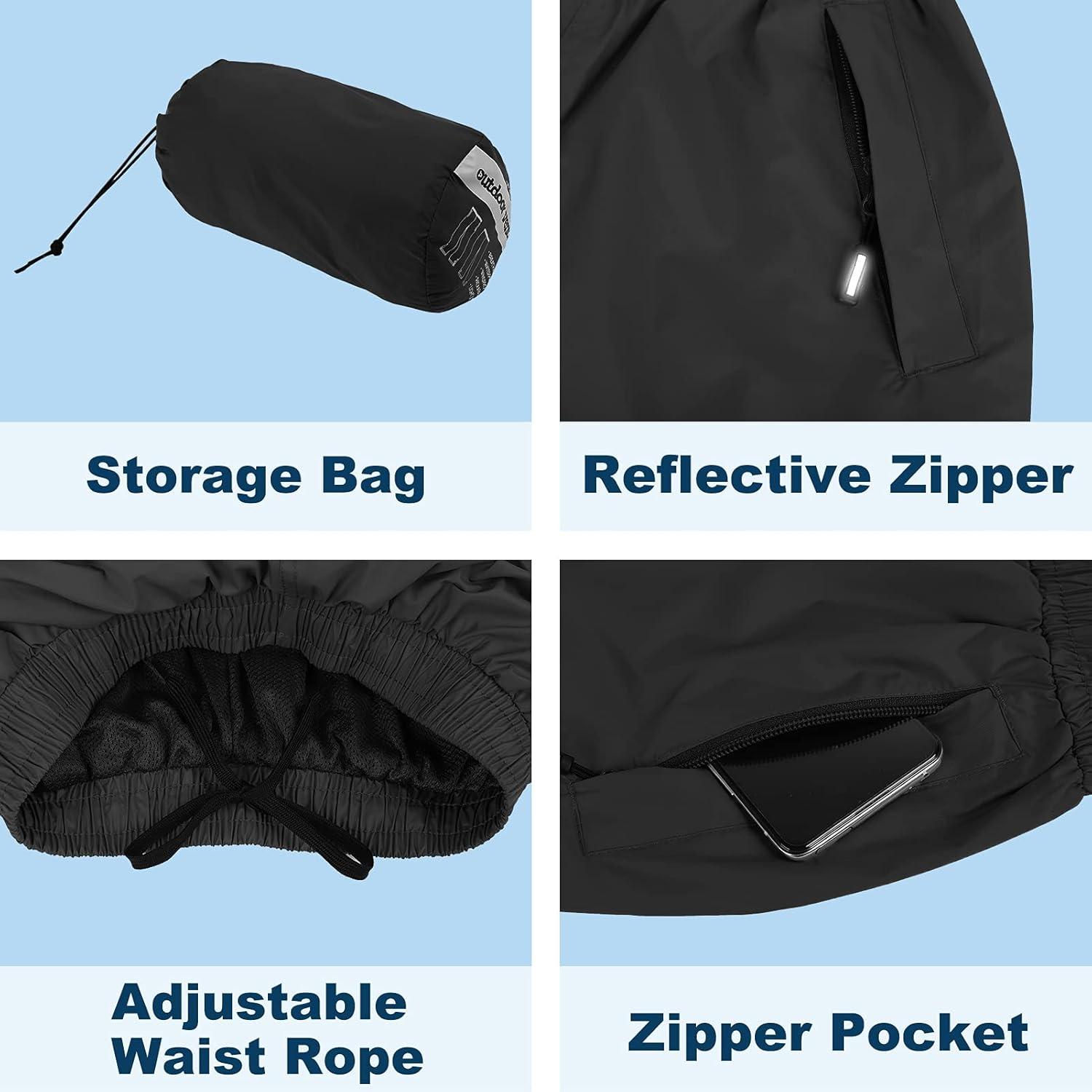 Outdoor Ventures Women’s Rain Pants Packable Waterproof Hiking Pants Windproof Breathable Outdoor Rain Over Pants(Black)