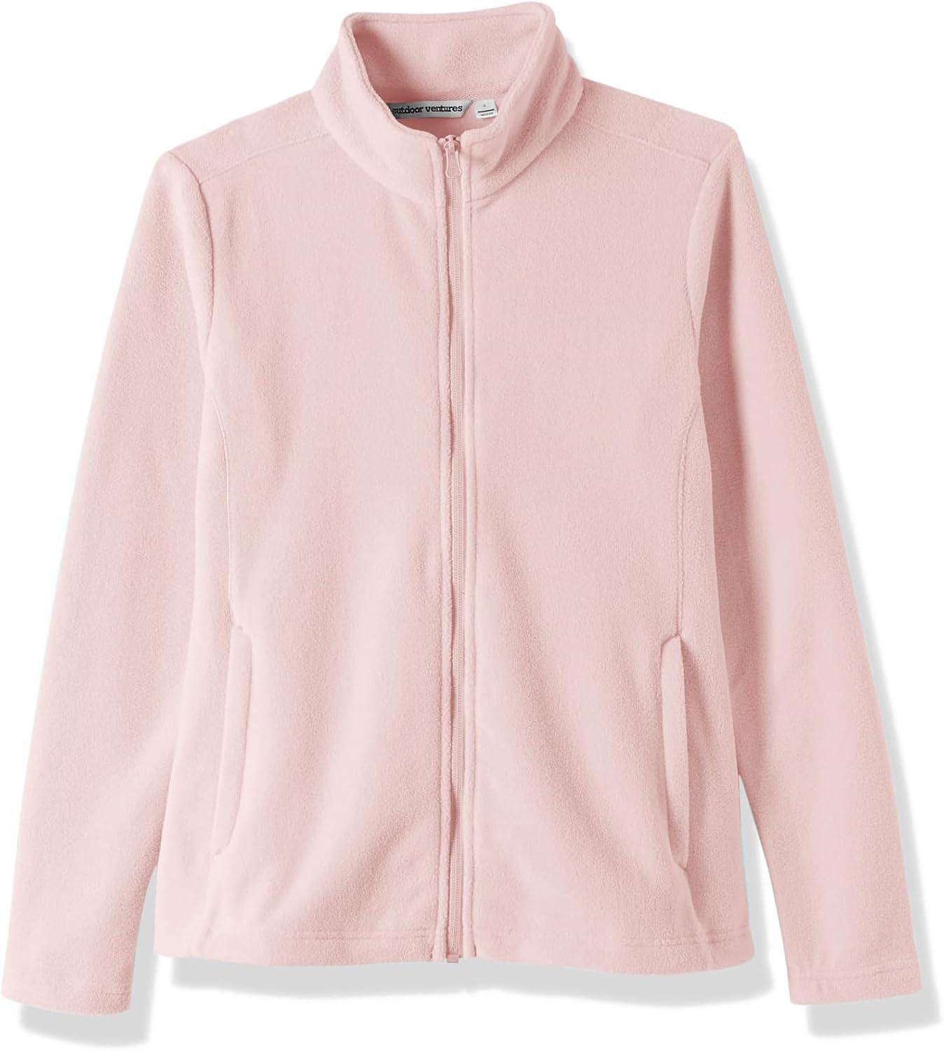 Outdoor Ventures Women’s Lightweight Warm Zip Up Long-Sleeve Soft Polar Fleece Jacket for Fall Winter(Pink)