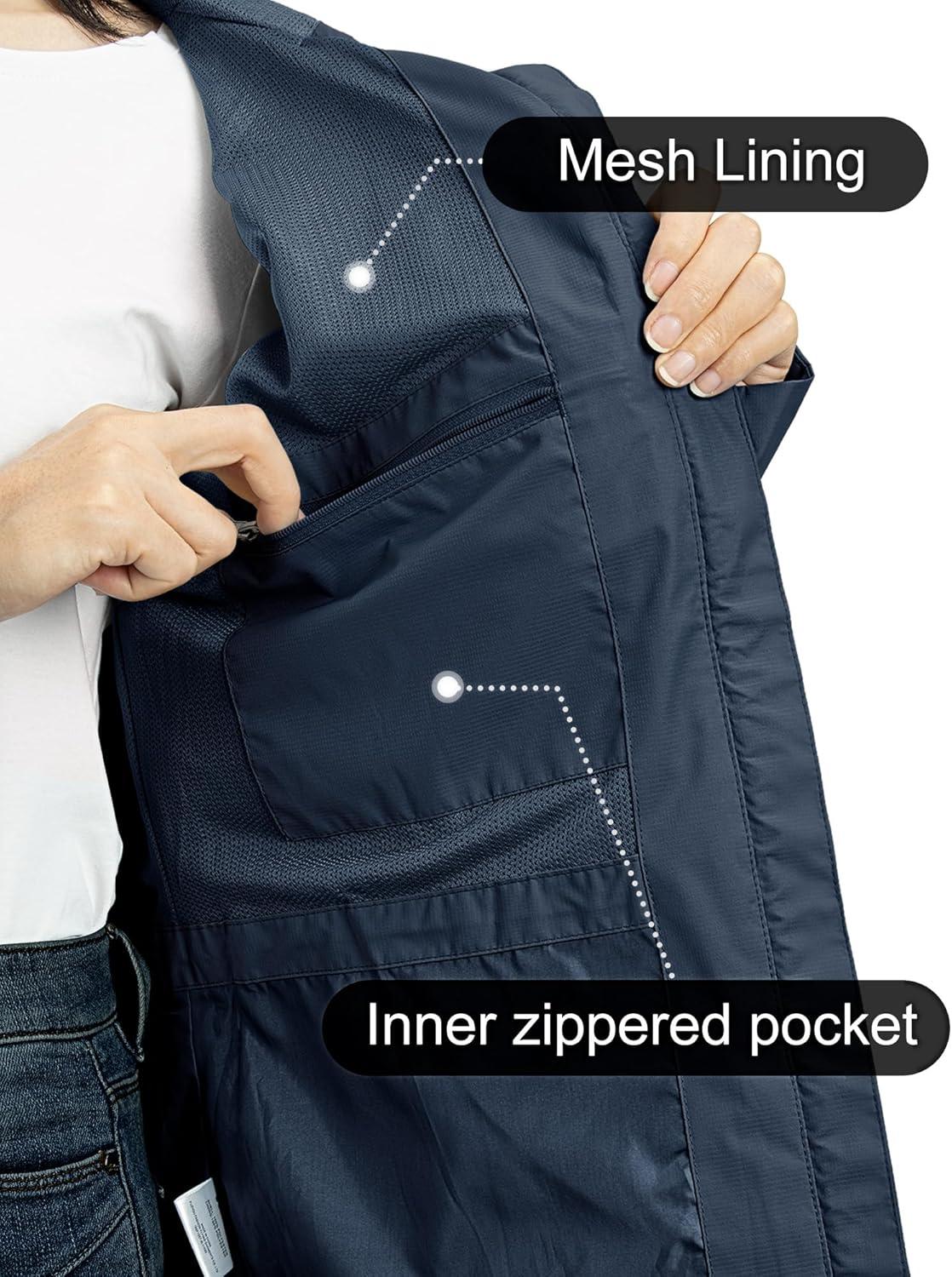 Outdoor Ventures Packable Rain Jacket Women Lightweight Waterproof Raincoat with Hood Cycling Bike Jacket(Standard Blue)