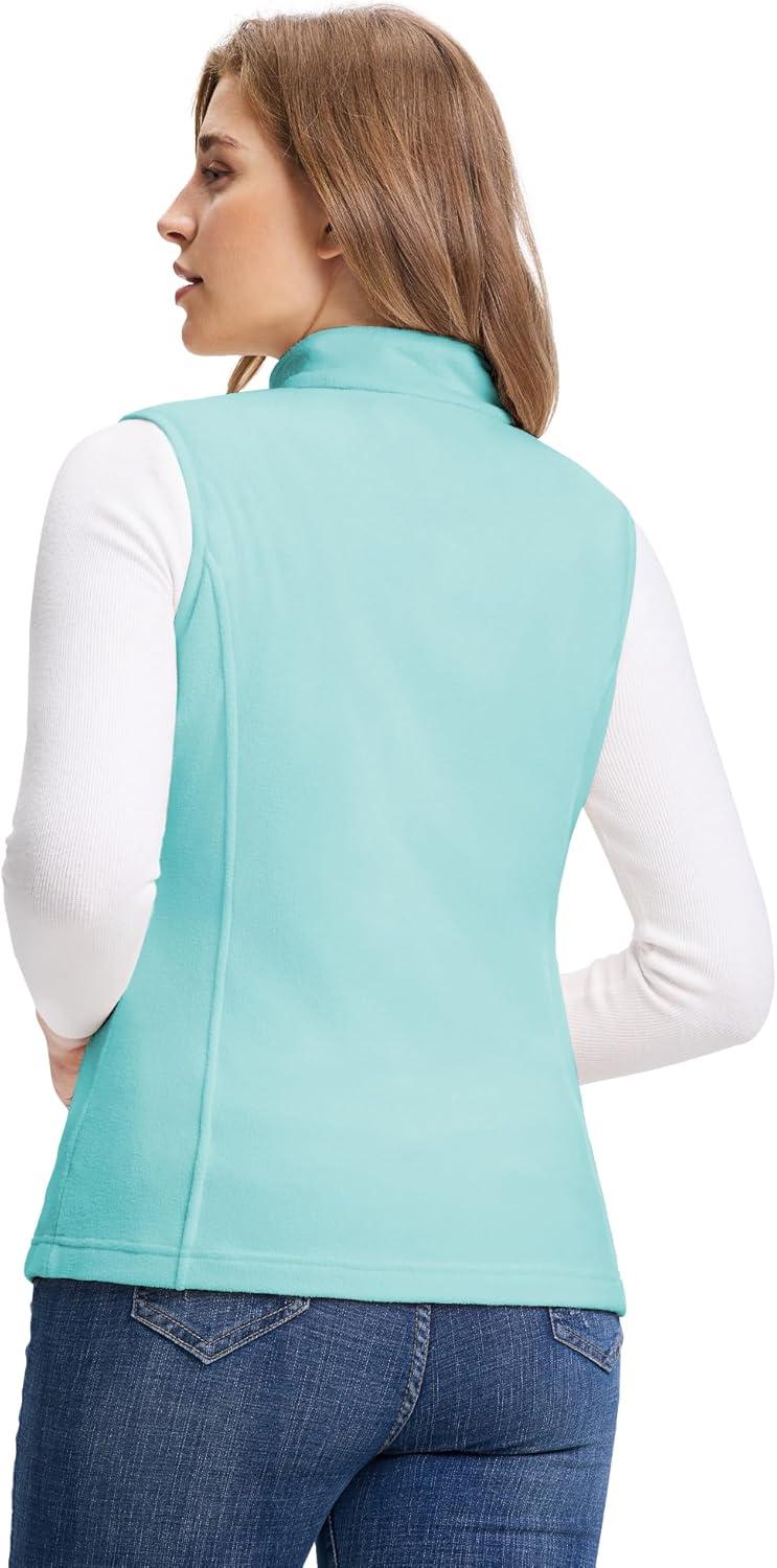 Outdoor Ventures Women’s Fleece Vest, Zip Up Lightweight Soft Running Vest Outerwear Sleeveless with Pockets(Mint Green)