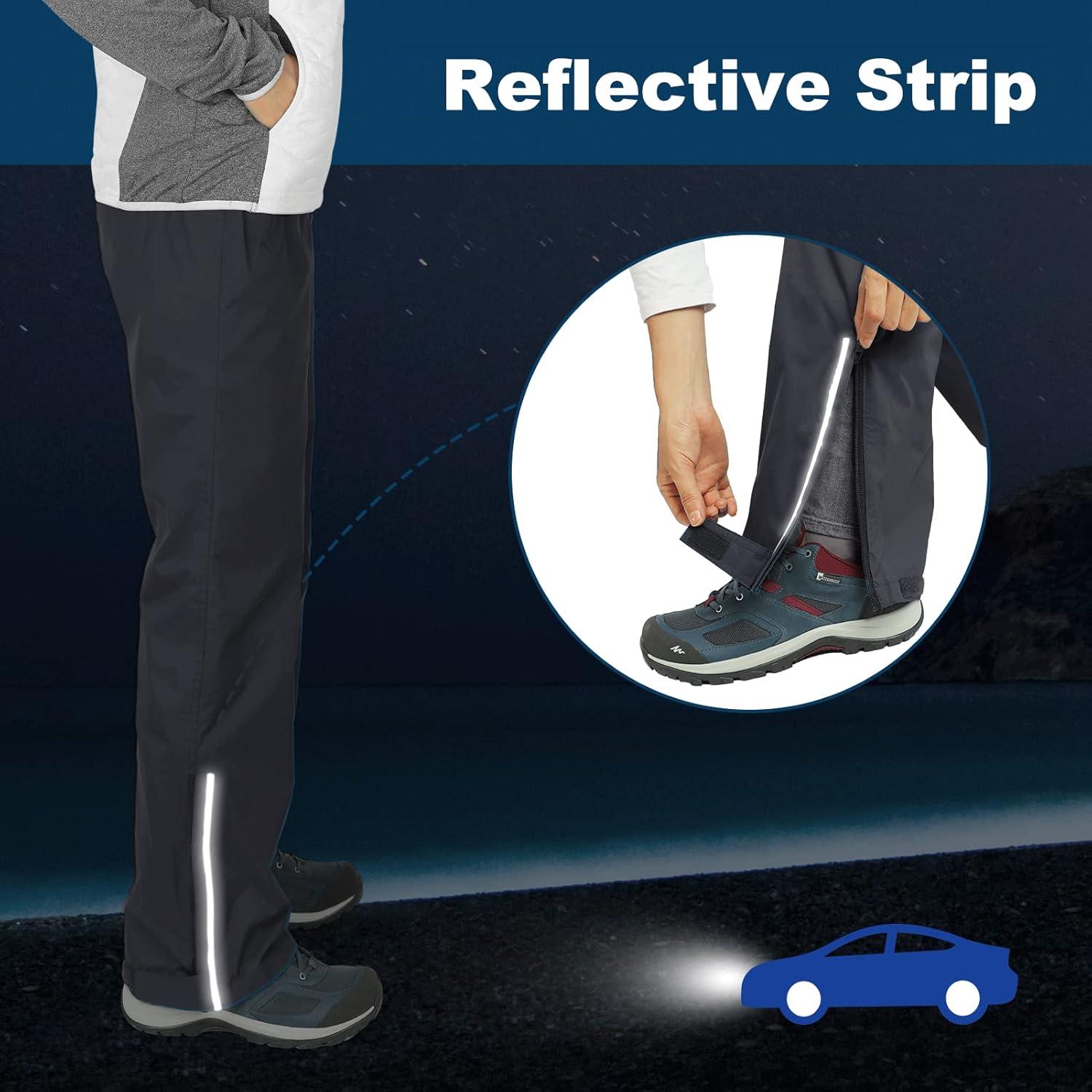 Outdoor Ventures Women’s Rain Pants Packable Waterproof Hiking Pants Windproof Breathable Outdoor Rain Over Pants(Grey)