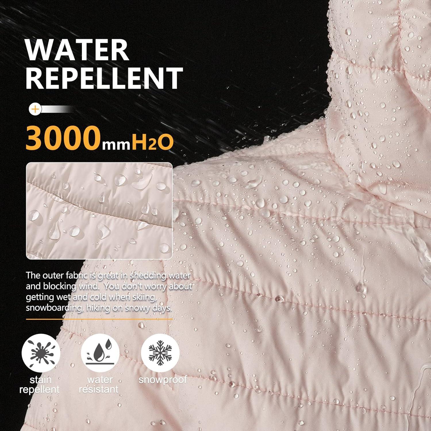 Outdoor Ventures Women’s Packable Lightweight Full-Zip Puffer Jacket with Hood Quilted Winter Coat(Pink(fold in Pocket))