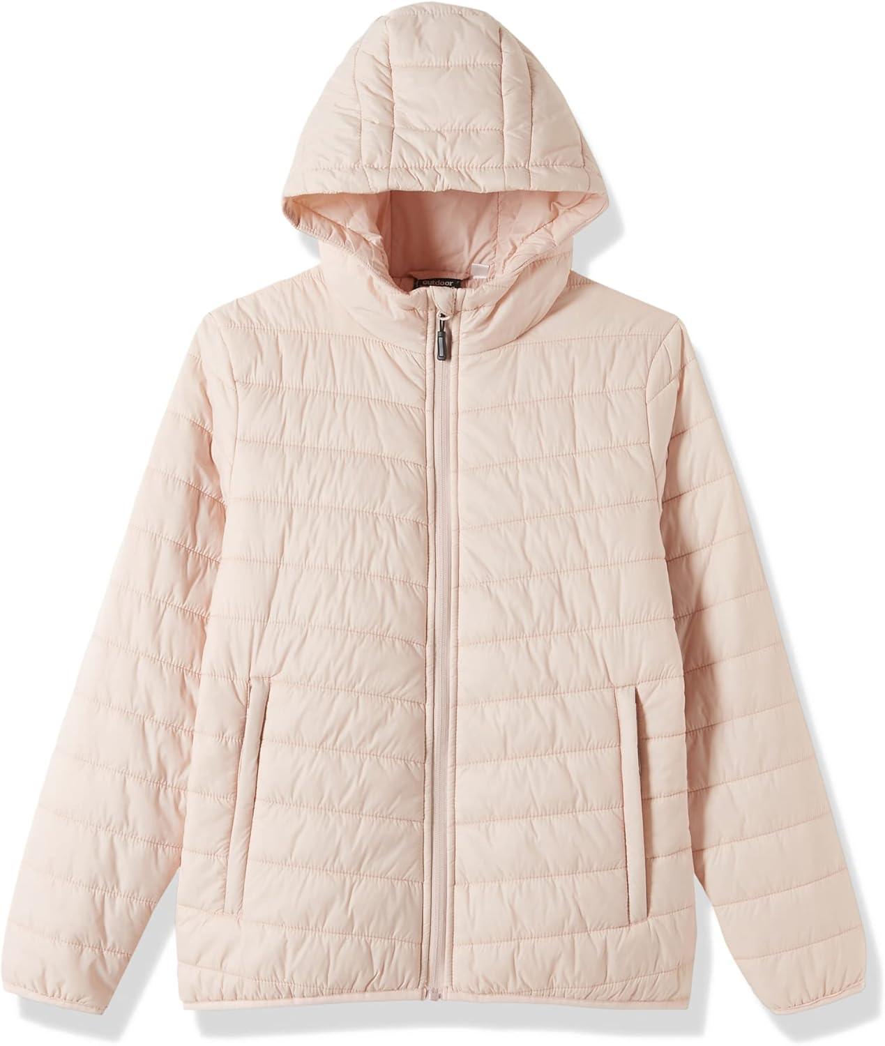 Outdoor Ventures Women’s Packable Lightweight Full-Zip Puffer Jacket with Hood Quilted Winter Coat(Pink(fold in Pocket))