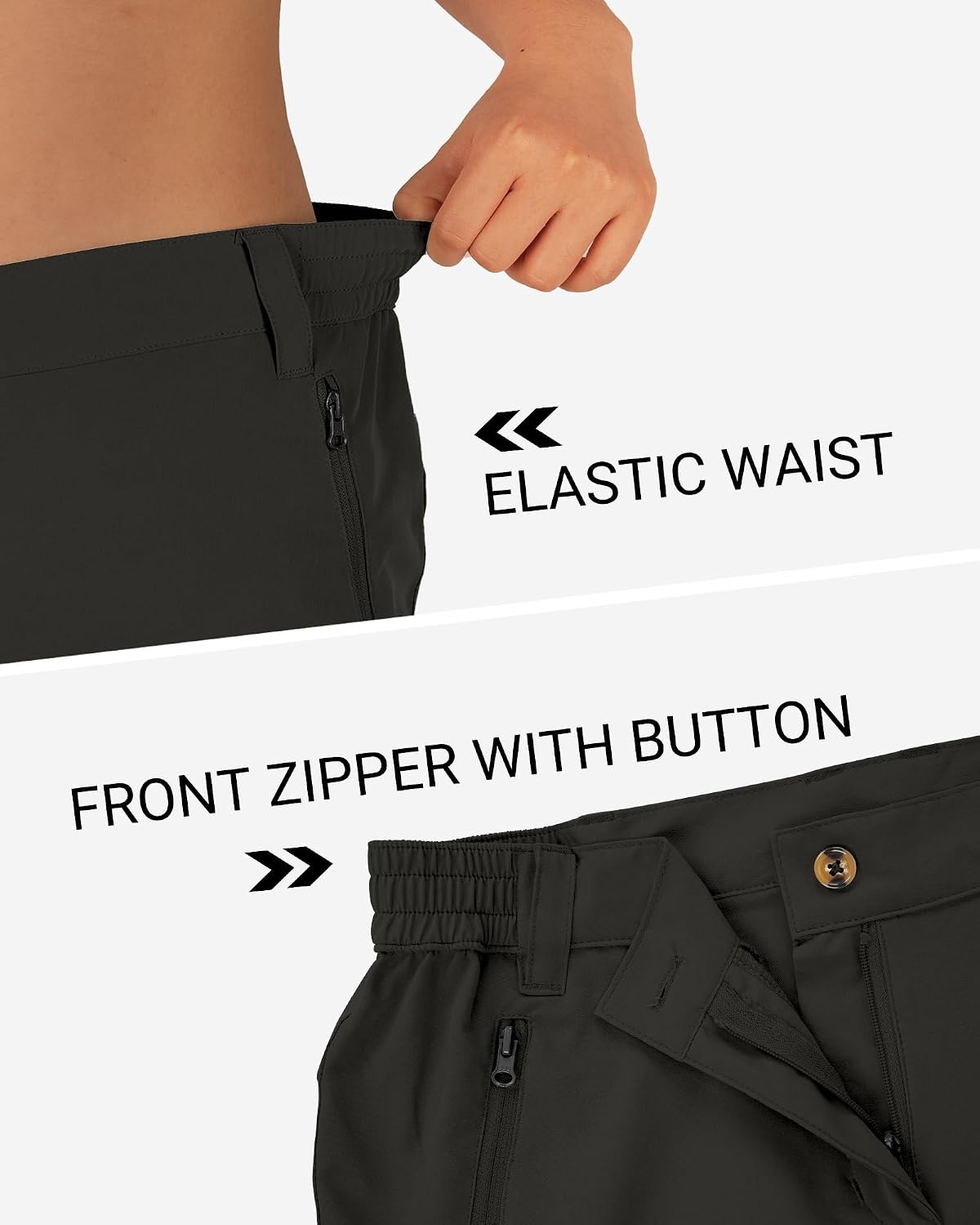 Outdoor Ventures Women’s Hiking Shorts 5 Inch Golf Stretch Quick Dry Cargo(Dark Black)