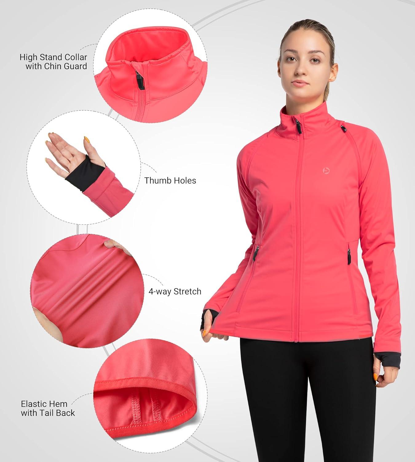 Outdoor Ventures Women’s Full Zip Running Cycling Jacket Waterproof Windproof Reflective Removable Sleeves Athletic Vest