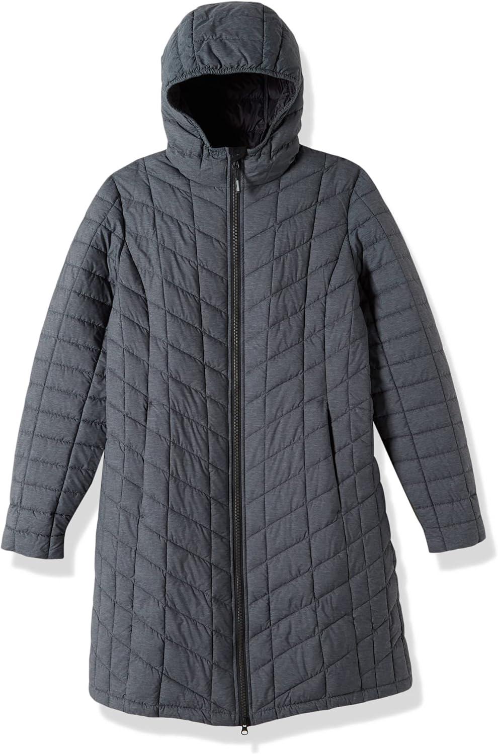 Outdoor Ventures Women’s Maryan Hooded Ultra Lightweight Warm Thermolite Long Puffer Coat(Dark Grey Marl(matte)-avg.32″ Mid Length)