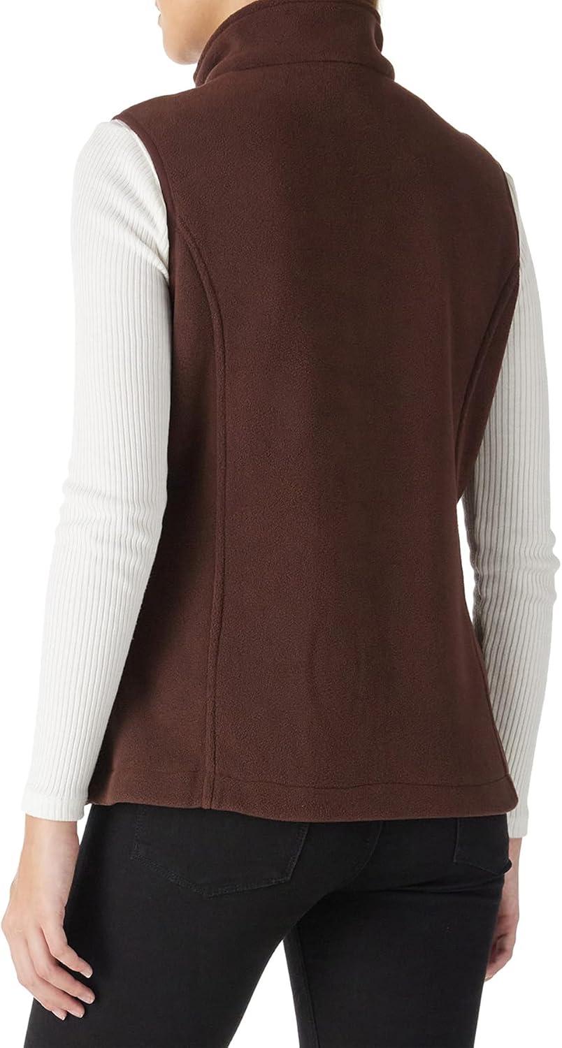 Outdoor Ventures Women’s Polar Fleece Zip Vest Outerwear with Pockets,Warm Sleeveless Coat Vest for Fall & Winter(Chocolate)