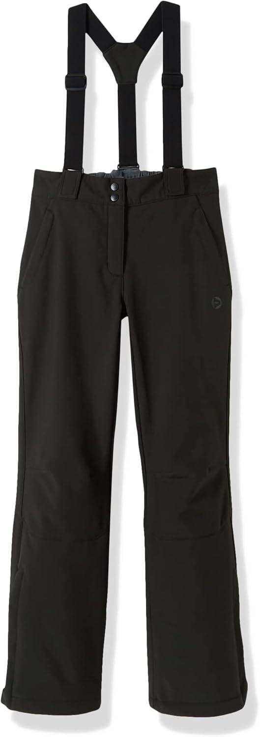 Outdoor Ventures Women’s Ski Snow Bib Pants Warm Insulated Waterproof Snowboard Softshell Pants with Detachable Bib(Black)