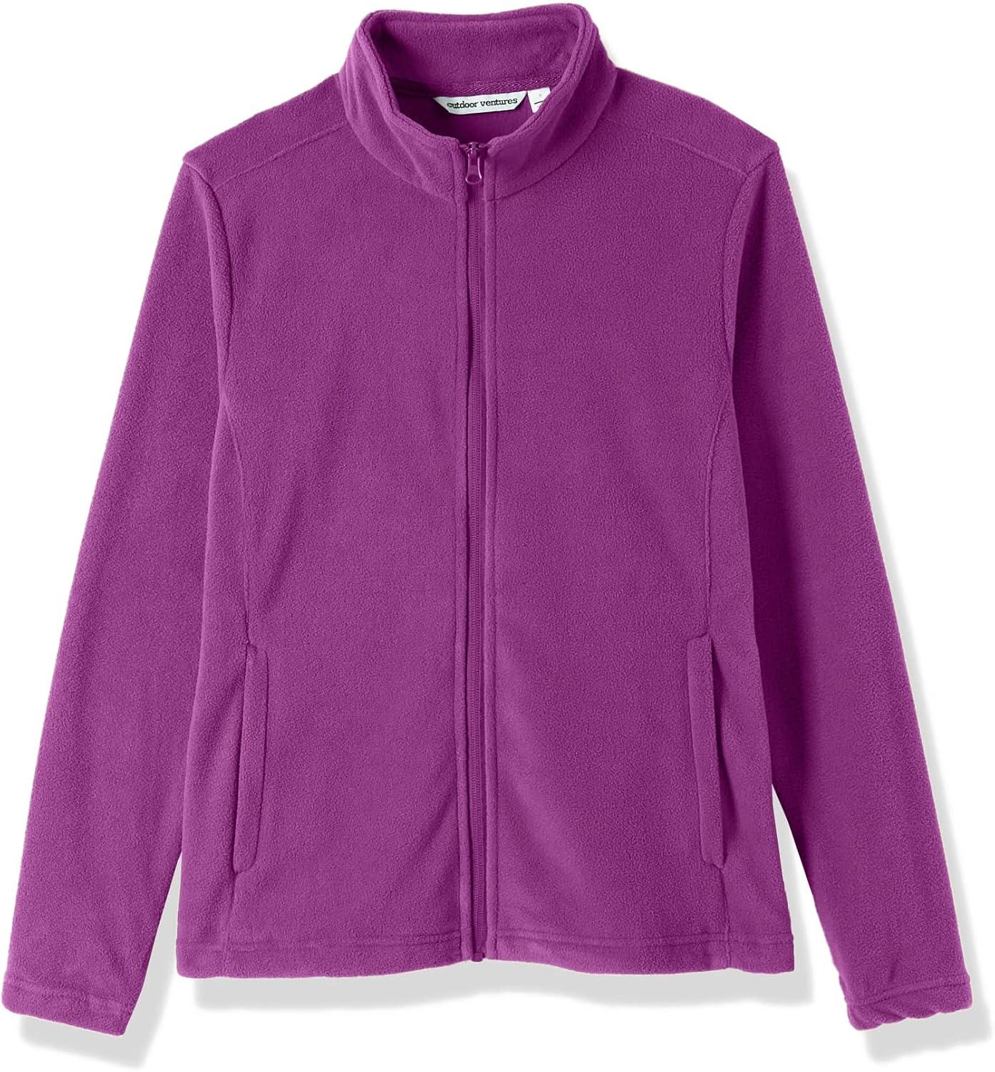 Outdoor Ventures Women’s Lightweight Warm Zip Up Long-Sleeve Soft Polar Fleece Jacket for Fall Winter(Purple)