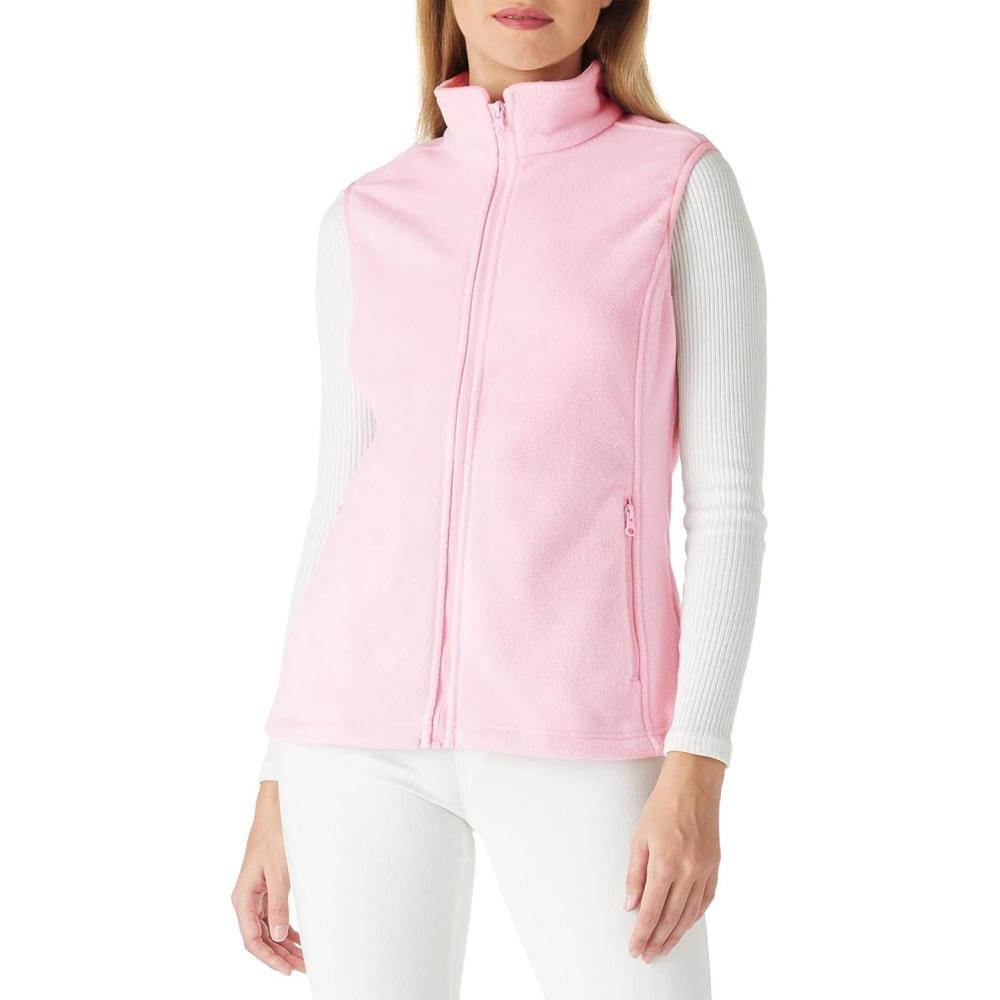 Outdoor Ventures Women’s Polar Fleece Zip Vest Outerwear with Pockets,Warm Sleeveless Coat Vest for Fall & Winter(Pink)
