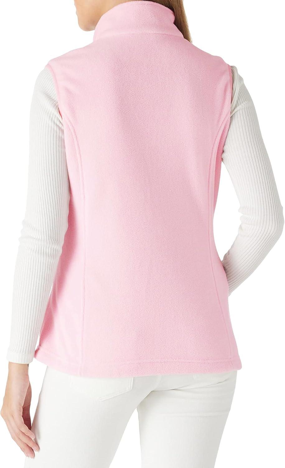 Outdoor Ventures Women’s Polar Fleece Zip Vest Outerwear with Pockets,Warm Sleeveless Coat Vest for Fall & Winter(Pink)