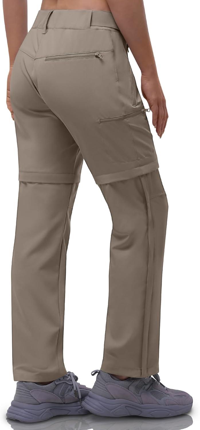 Outdoor Ventures Women’s Convertible Pants, Quick Dry Hiking Zip-Off Pants, Stretch Lightweight Cargo Pants(Fossil)