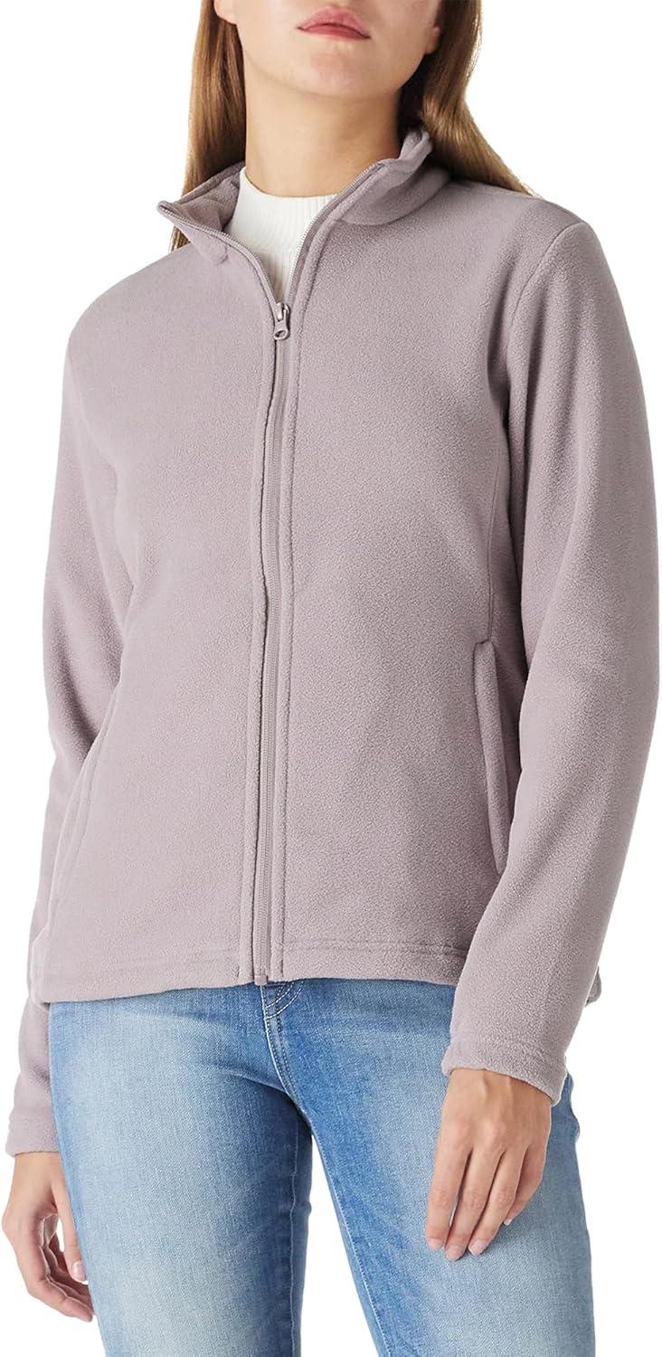 Outdoor Ventures Women’s Lightweight Warm Zip Up Long-Sleeve Soft Polar Fleece Jacket for Fall Winter(Pinkish Gray)