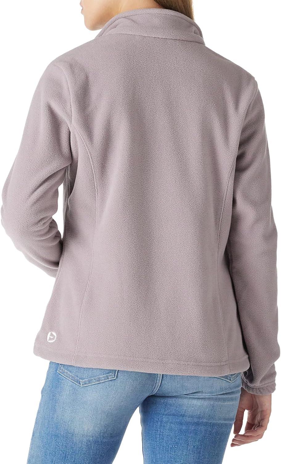 Outdoor Ventures Women’s Lightweight Warm Zip Up Long-Sleeve Soft Polar Fleece Jacket for Fall Winter(Pinkish Gray)