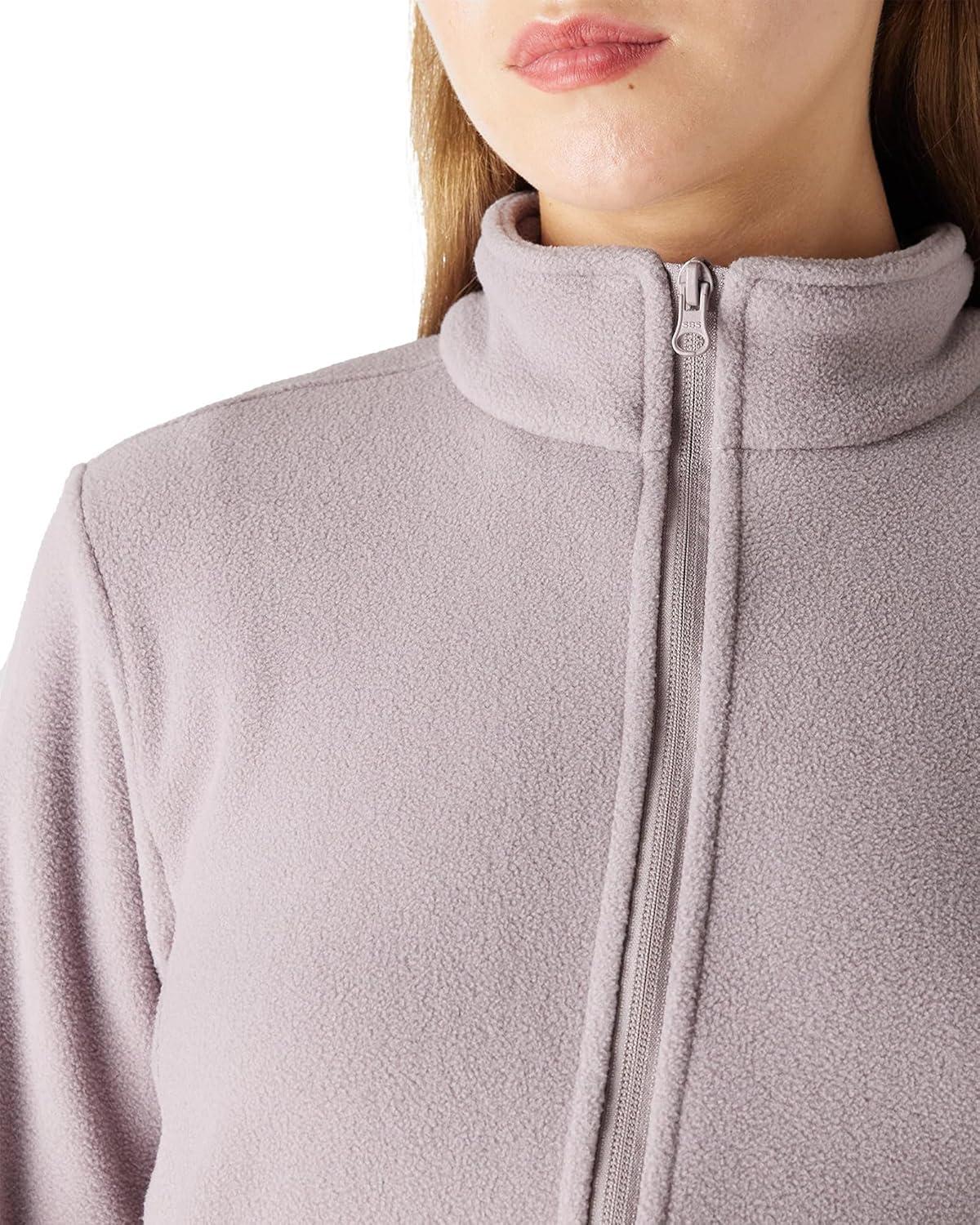 Outdoor Ventures Women’s Lightweight Warm Zip Up Long-Sleeve Soft Polar Fleece Jacket for Fall Winter(Pinkish Gray)