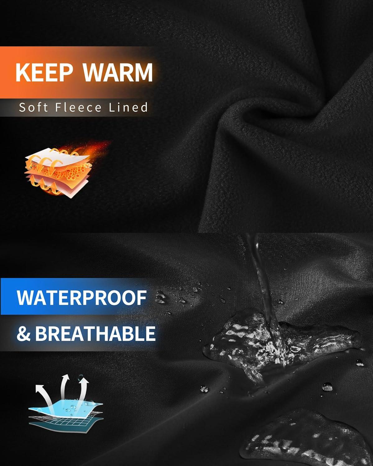 Outdoor Ventures Women’s Softshell Jacket with Hood Fleece Lined Warm Lightweight Waterproof Insulated Windbreaker(Black)