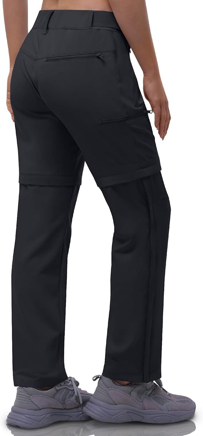 Outdoor Ventures Women’s Convertible Pants, Quick Dry Hiking Zip-Off Pants, Stretch Lightweight Cargo Pants(Black)